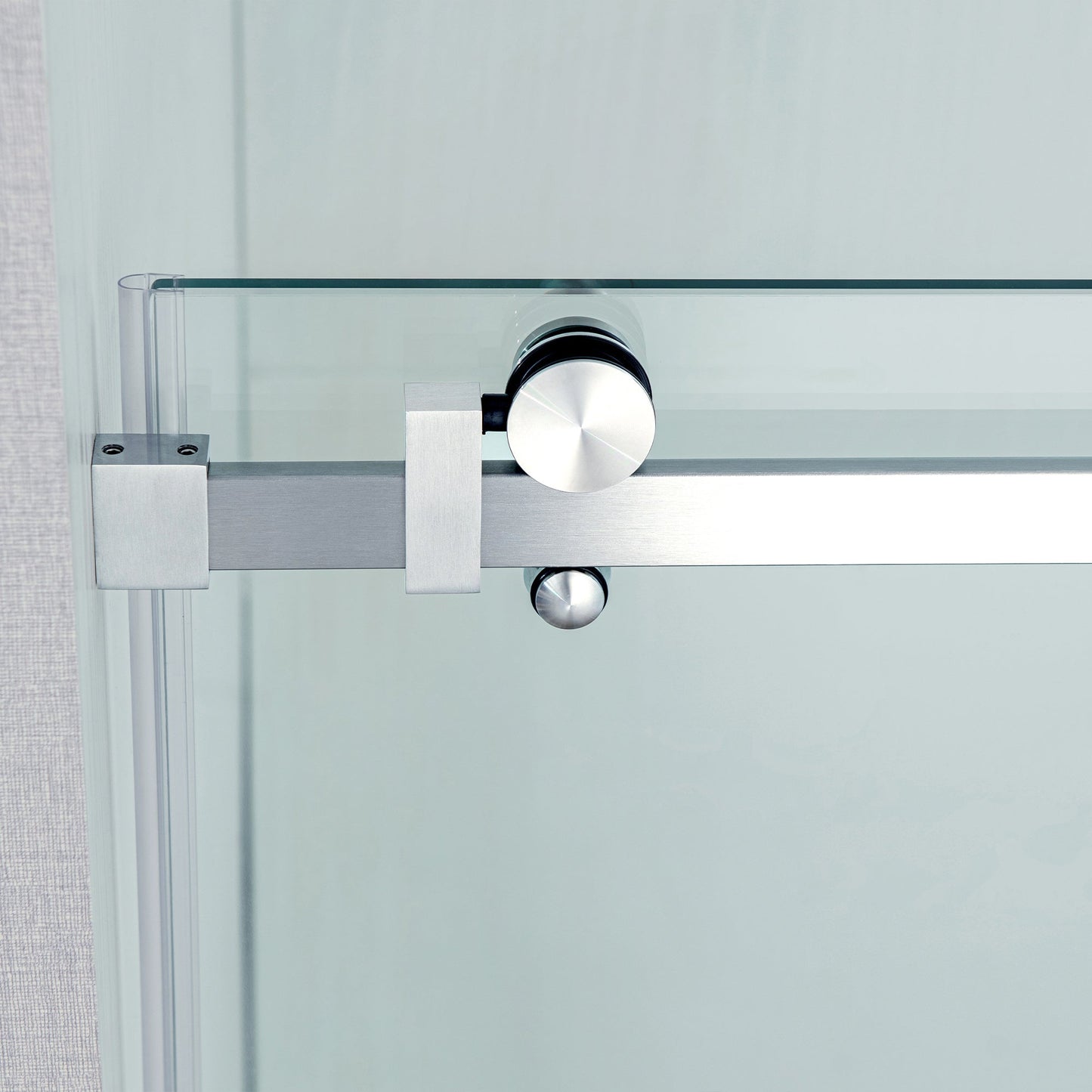 WOODBRIDGE Frameless Single Sliding Shower Doors, 56-60" Width x 76" Height with 5/16"(8mm) Clear Tempered Glass and Explosion-Proof Film