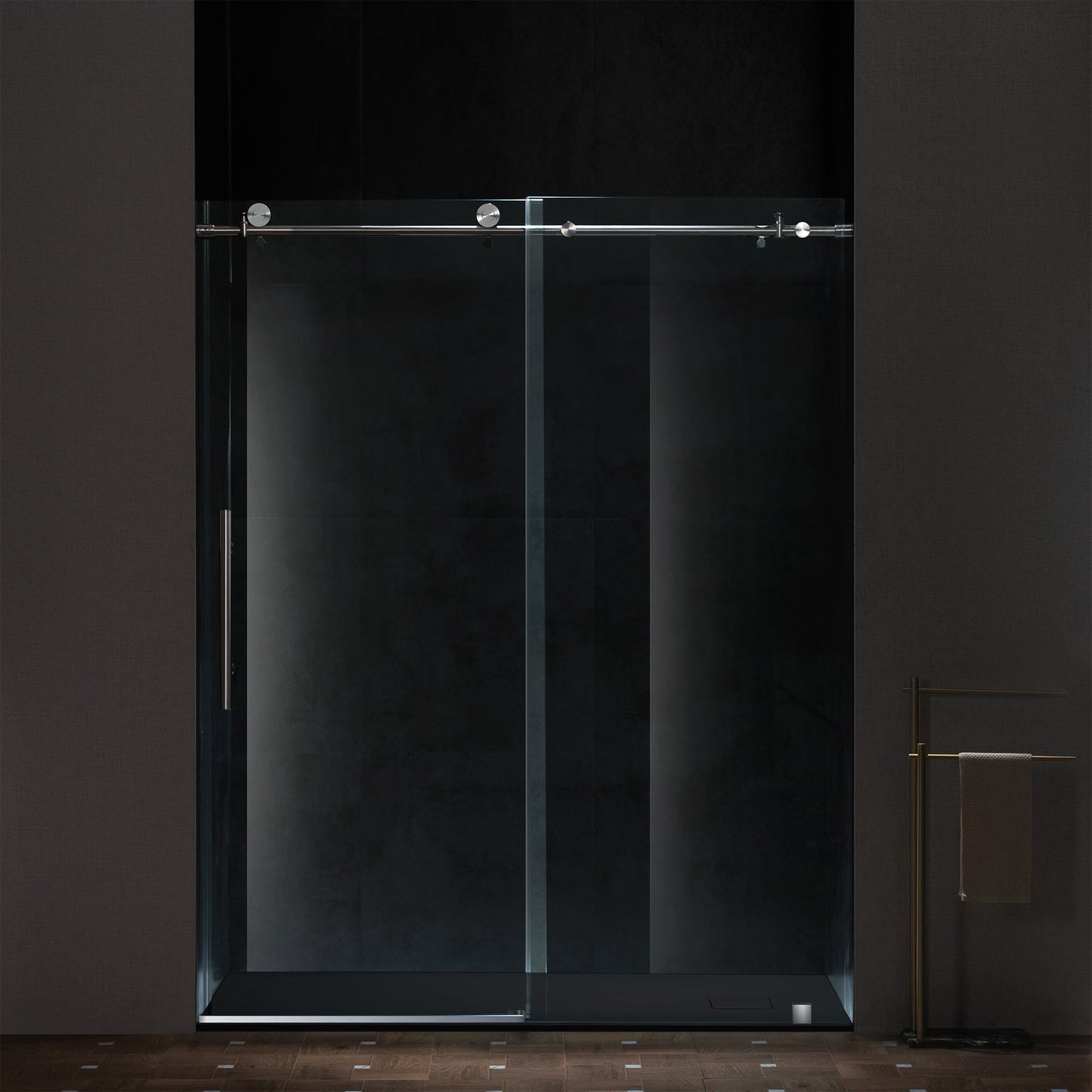 WOODBRIDGE 47.25 in L x 31.5 in W Zero Threshold End Drain Shower Base with Reversible Drain Placement, Matching Decorative Drain Plate and Tile Flange, Wheel Chair Access, Low Profile