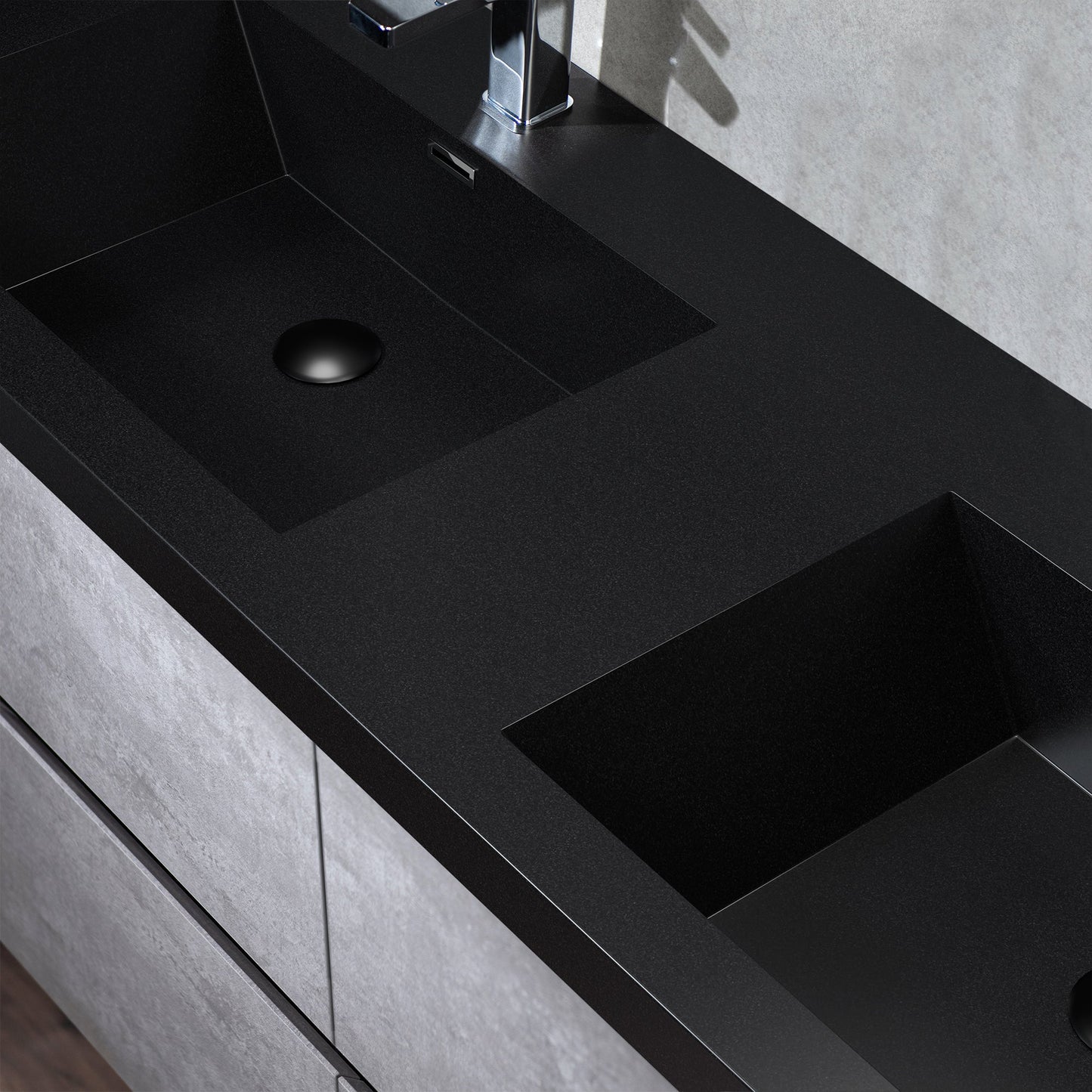 WOODBRIDGE 23-5/8 in. W x 19-5/8 in. D Wall Mounted Floating Bathroom Vanity in Gray with Quartz Sand Composite Vanity Top in Matte Black