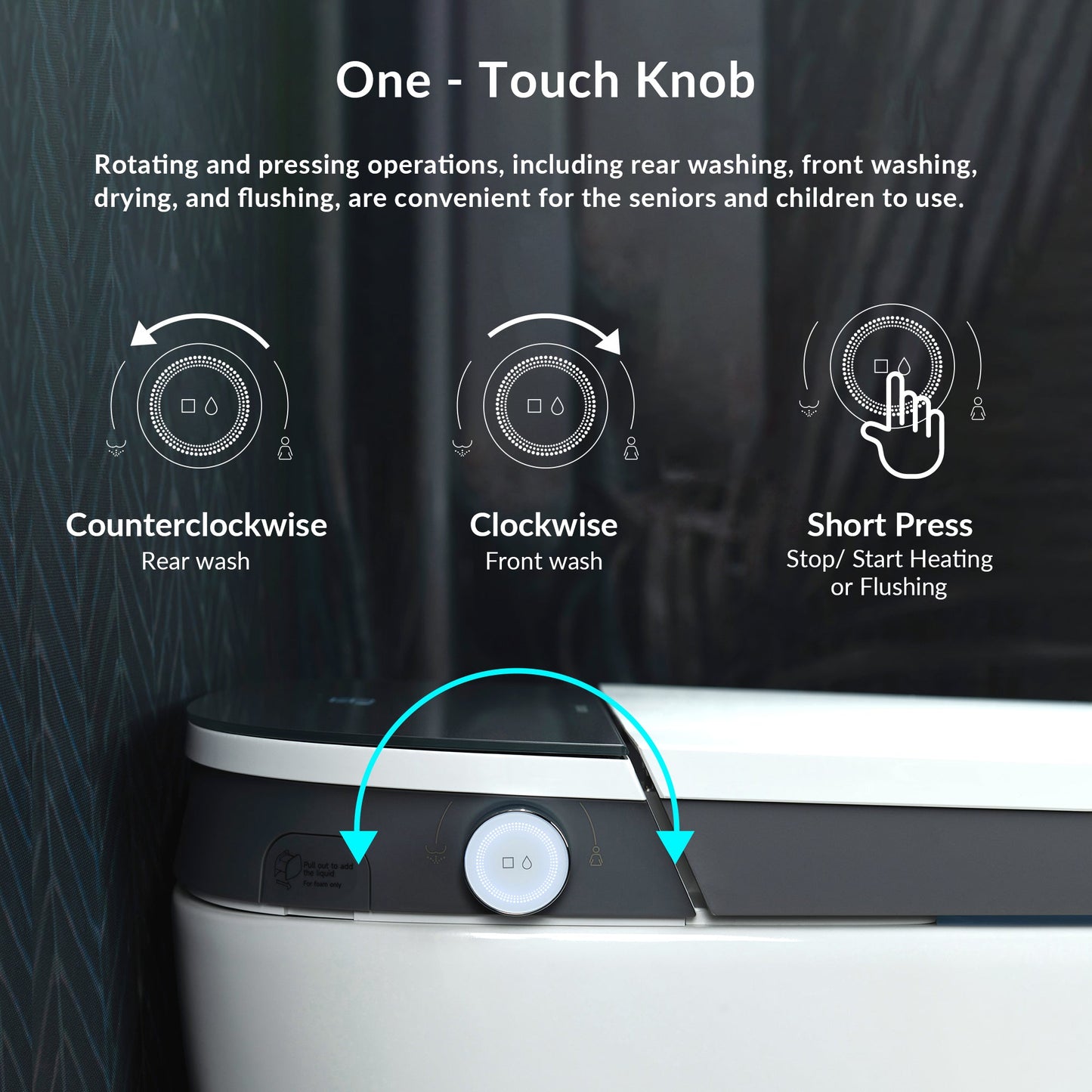 WOODBRIDGE Smart Bidet Toilet,1.28 GPF Dual Flush, Auto Open & Close, Auto Flush, Foot Sensor,1000 Gram MaP Flushing Score, Movement Drying, Heated Seat, ADA Chair Height Design and Cleaning Foam Dispenser