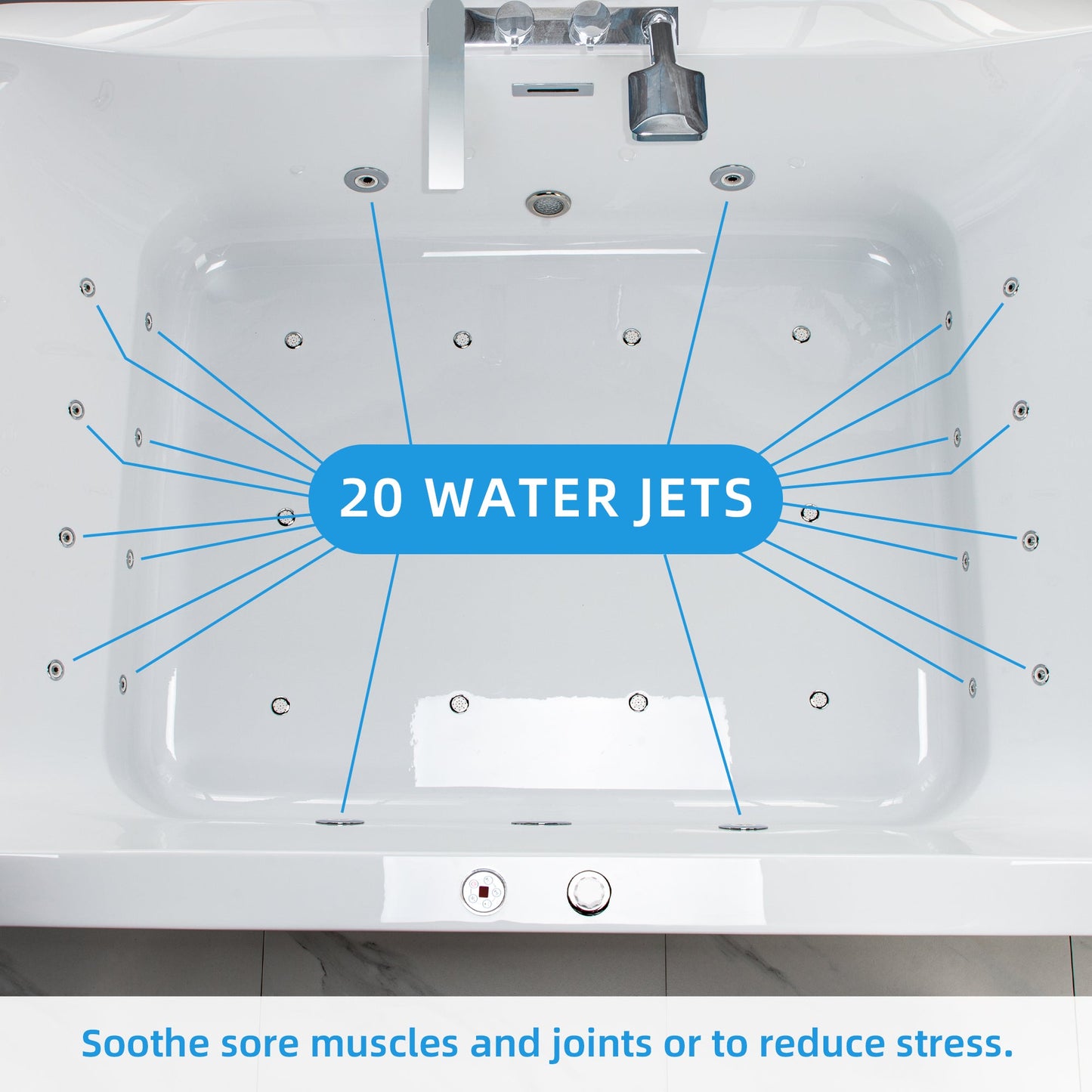 WOODBRIDGE 70-7/8"L x 47-1/4"W 2 Person Freestanding Hydrotherapy Whirlpool and Air Bath Heated Soaking Combination Massage Tub