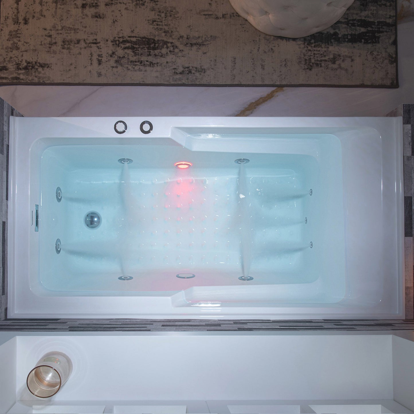 WOODBRIDGE 60" Alcove Acrylic Rectangular Whirlpool Heated Jetted Tub in White with Right Drain