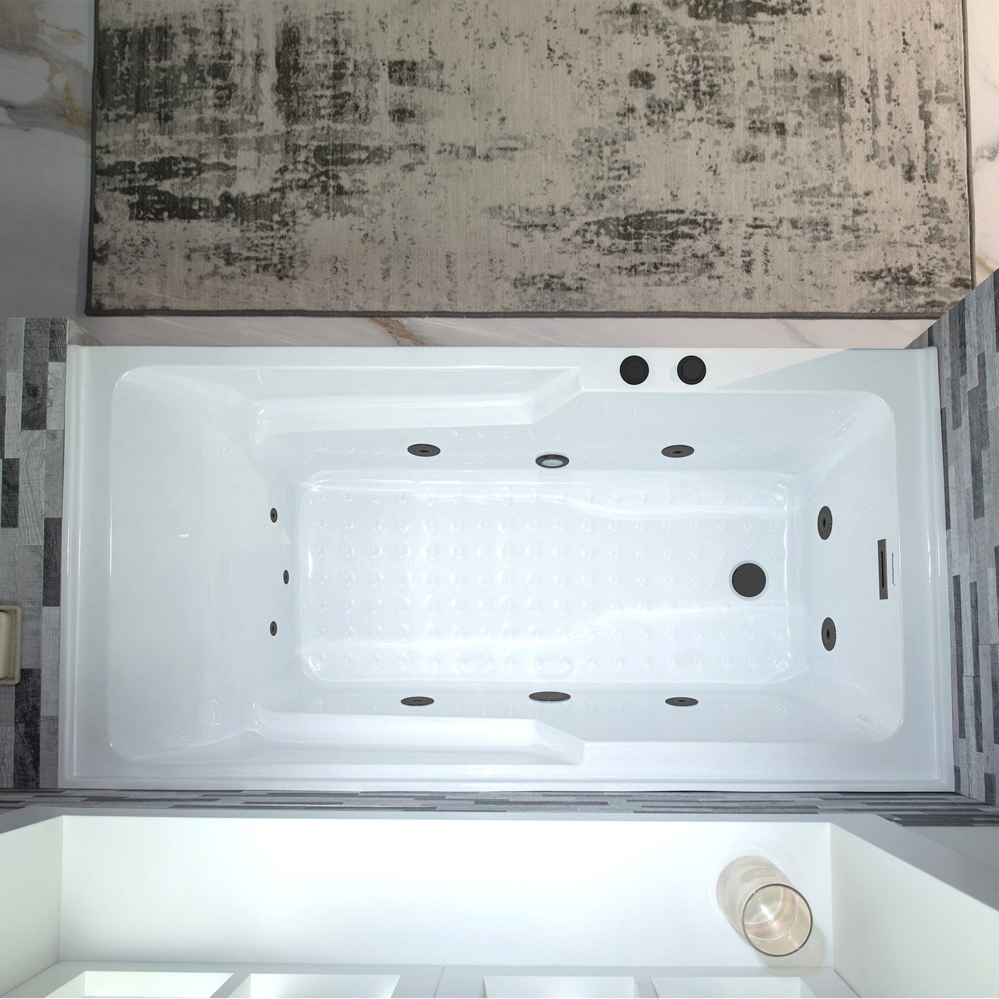 WOODBRIDGE 60" Alcove Acrylic Rectangular Whirlpool Heated Jetted Tub in White with Left Drain