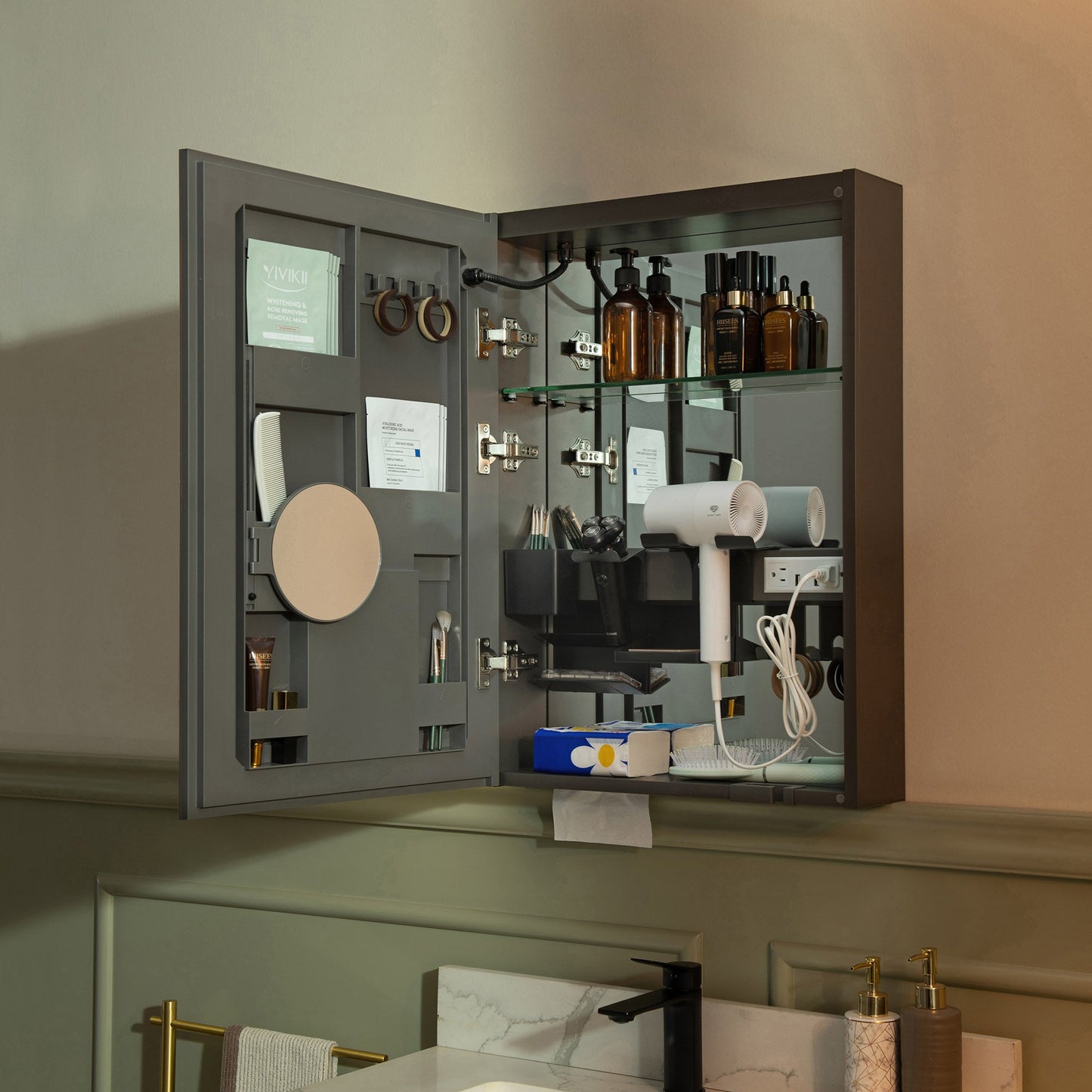 WOODBRIDGE Modern 19.75" W x 27.75" H Smart Storage Medicine Cabinet with Anti-Fog Mirror, LED Lighting, and Compact Design