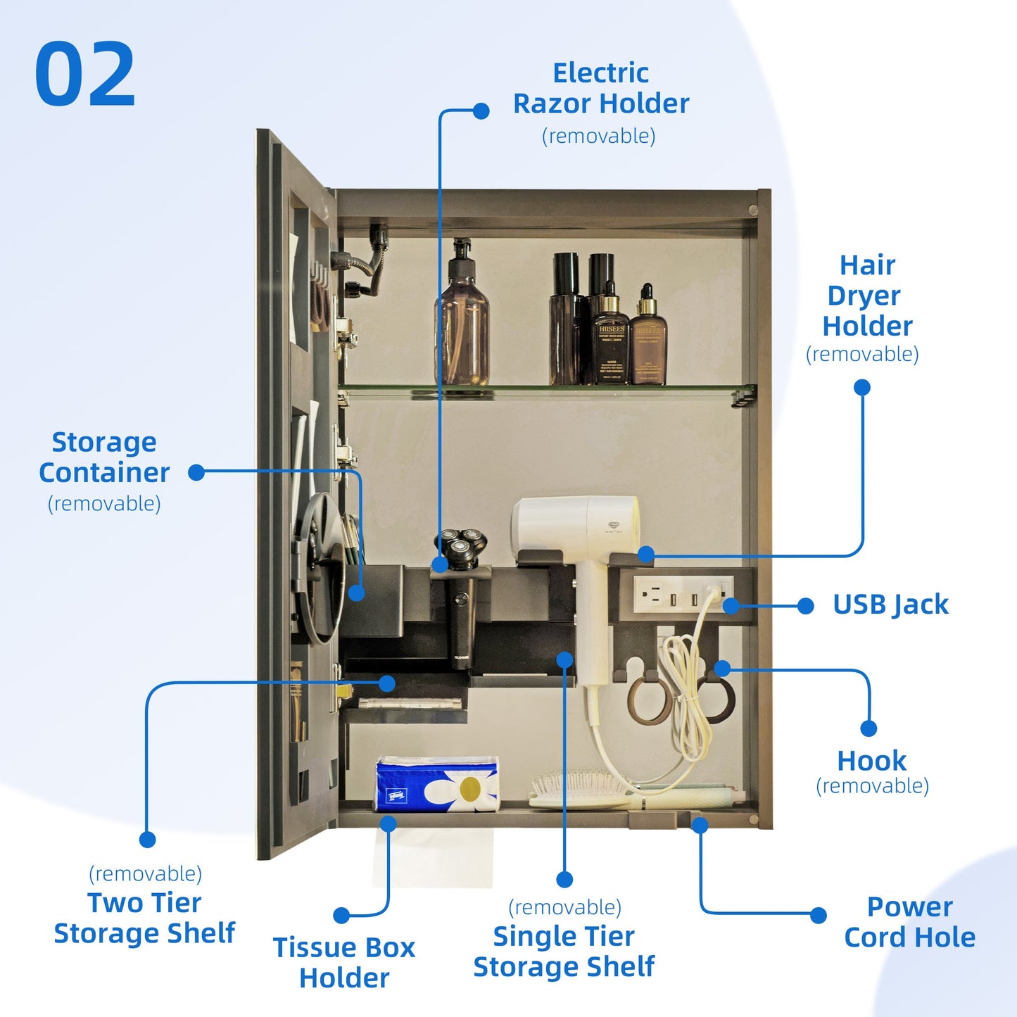 WOODBRIDGE Modern 19.75" W x 27.75" H Smart Storage Medicine Cabinet with Anti-Fog Mirror, LED Lighting, and Compact Design