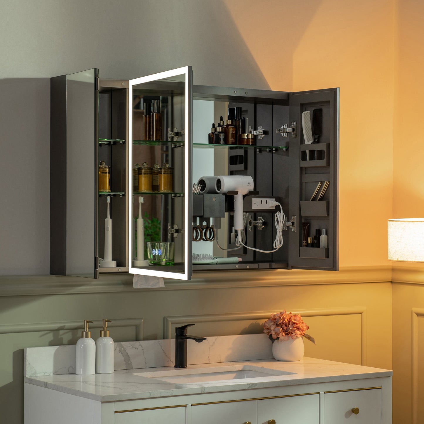 WOODBRIDGE Modern 19.75" W x 27.75" H Smart Storage Medicine Cabinet with Anti-Fog Mirror, LED Lighting, and Compact Design