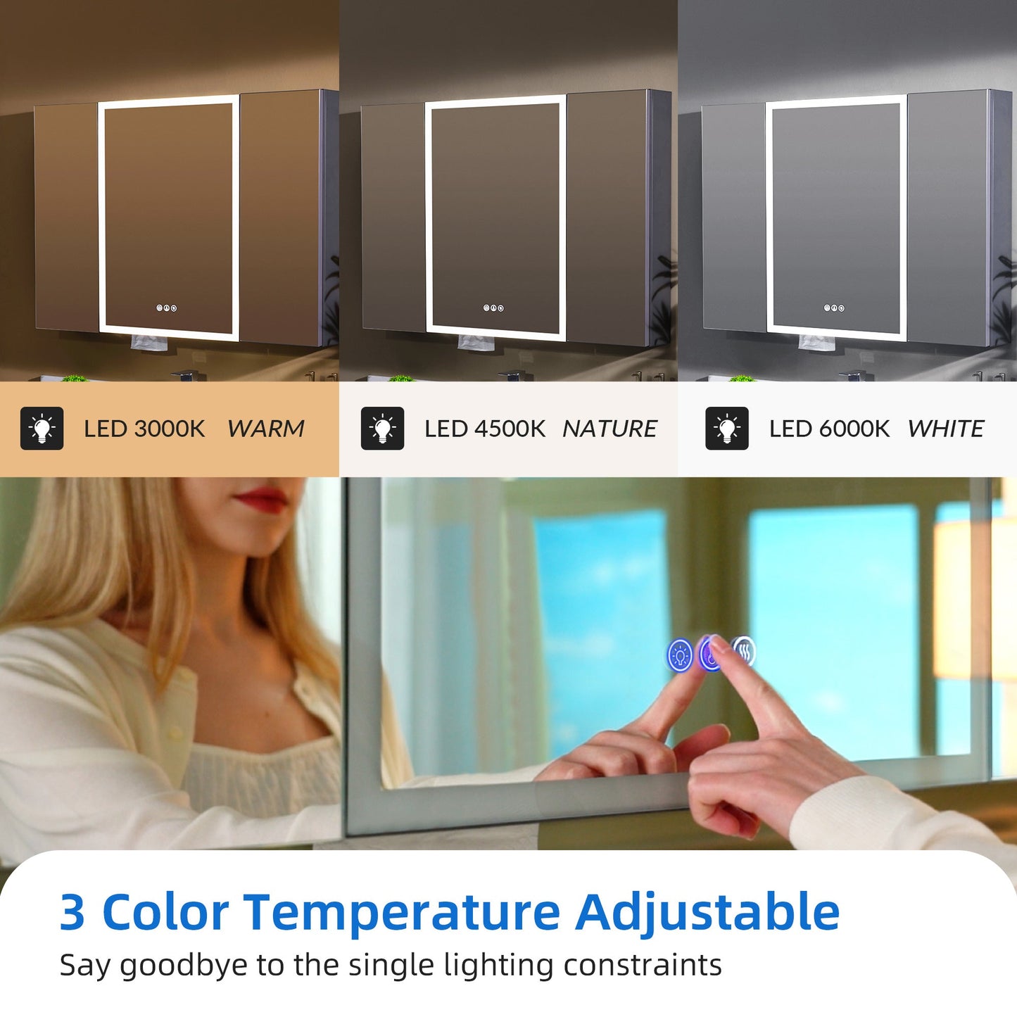 WOODBRIDGE Modern 19.75" W x 27.75" H Smart Storage Medicine Cabinet with Anti-Fog Mirror, LED Lighting, and Compact Design