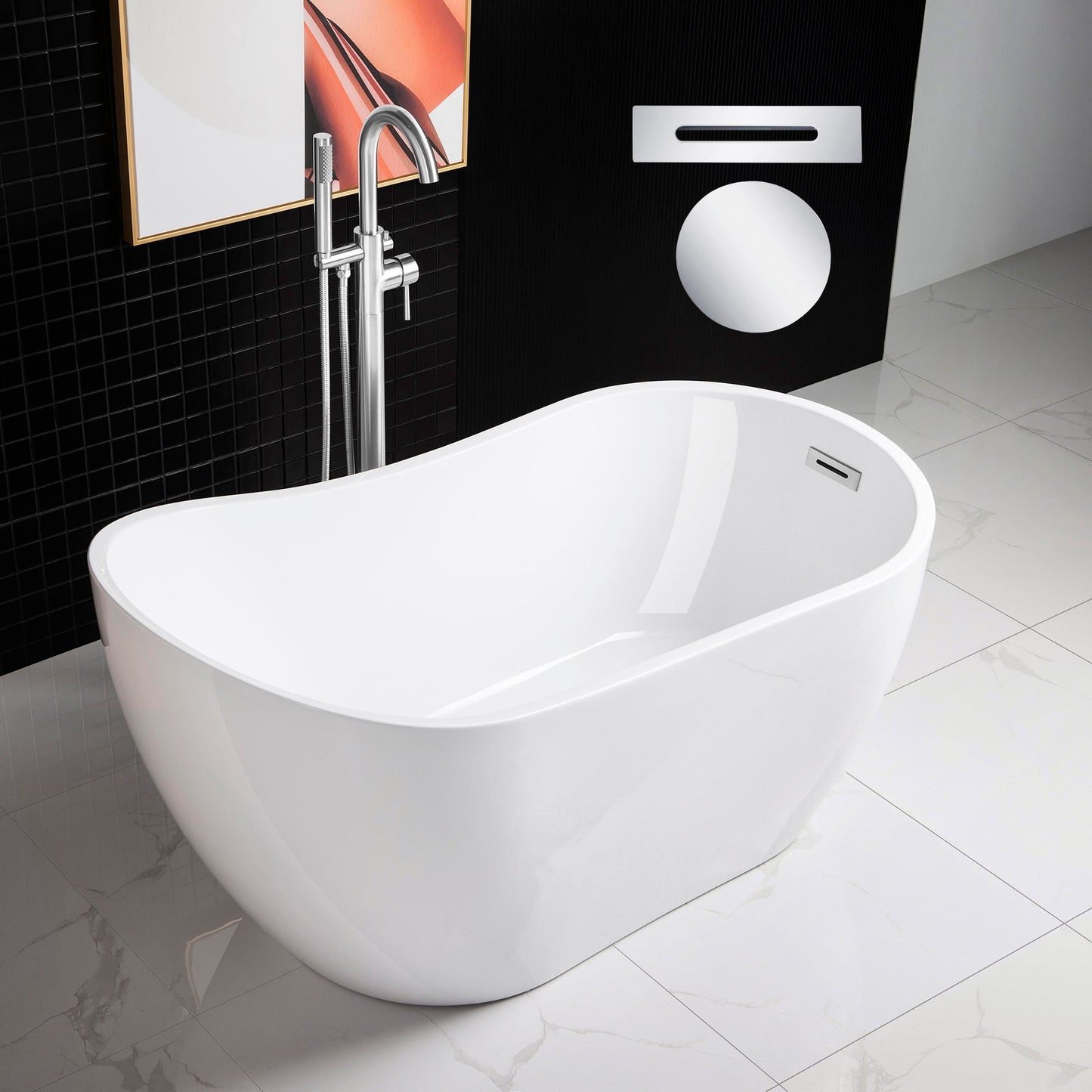WOODBRIDGE 54" Acrylic Freestanding Bathtub Contemporary Soaking Tub