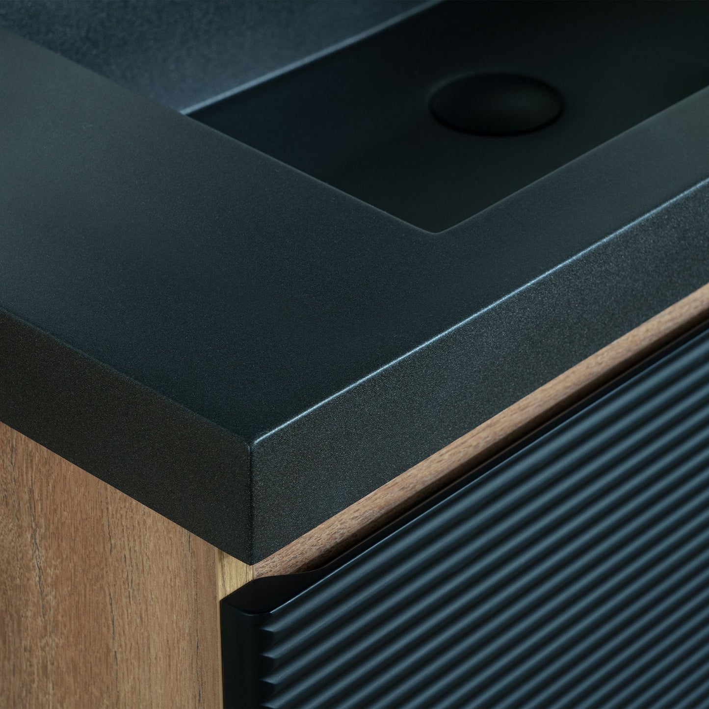 WOODBRIDGE 29-1/2 in. W x 19-5/8 in. D Wall Mounted Floating Multi-layer Engineering Wood Bathroom Vanity with Premium Black Sintered Stone Vanity Top