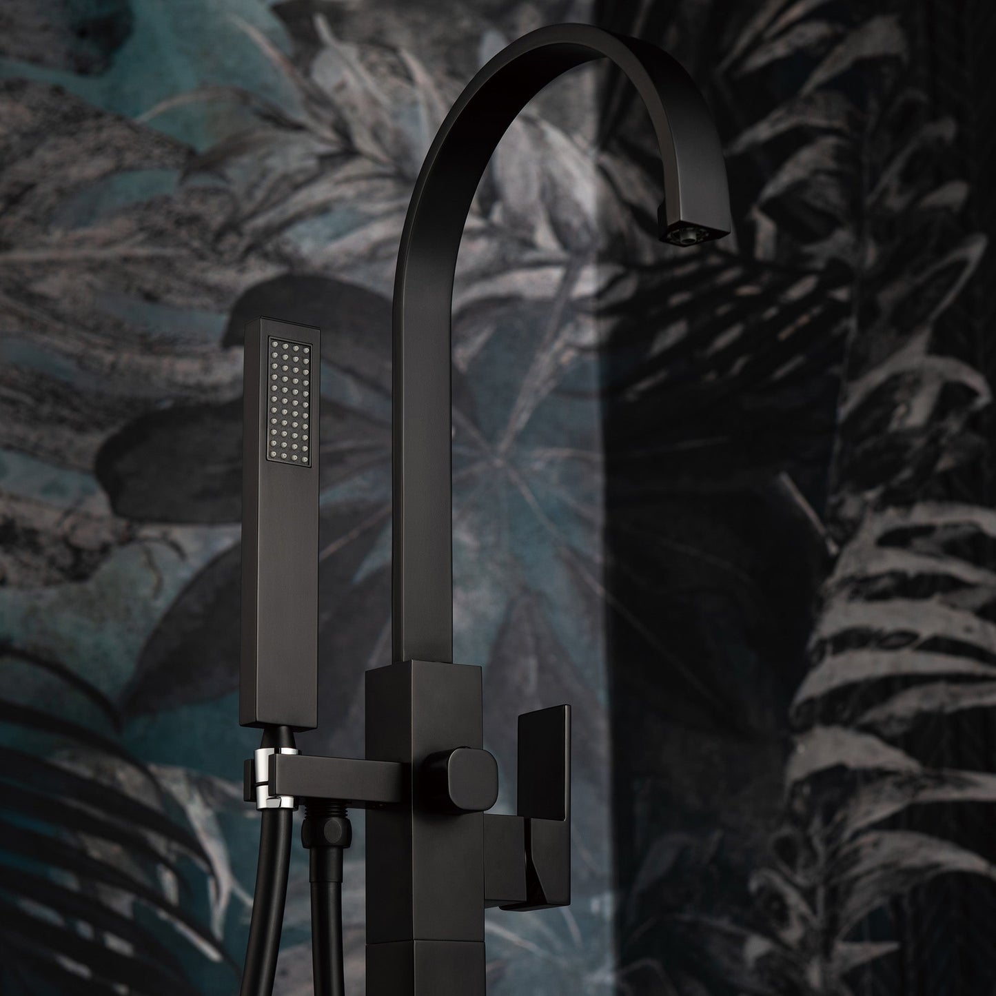 WOODBRIDGE F0060BN Contemporary Single Handle Floor Mount Freestanding Tub Filler Faucet with Hand Shower
