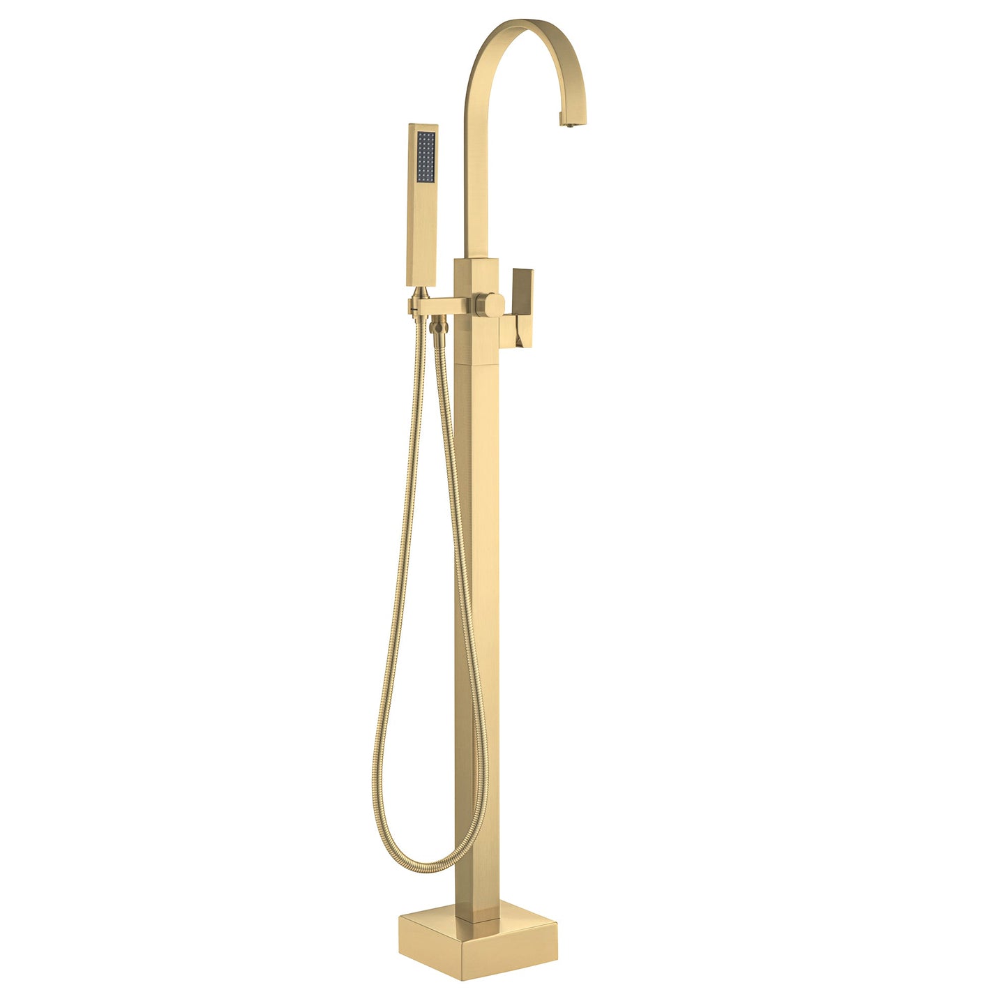 WOODBRIDGE F0060BN Contemporary Single Handle Floor Mount Freestanding Tub Filler Faucet with Hand Shower