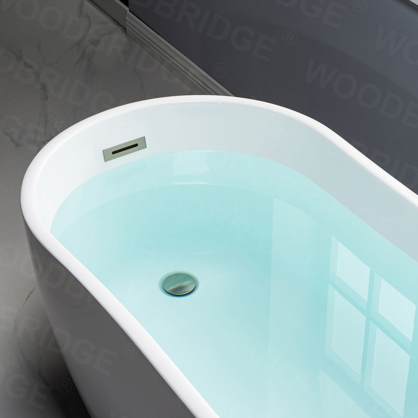 WOODBRIDGE 59" Acrylic Freestanding Bathtub Contemporary Soaking Tub