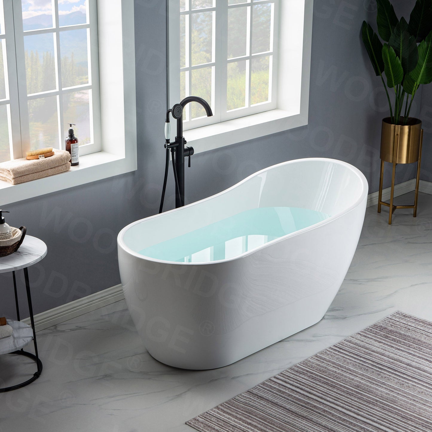 WOODBRIDGE 59" Acrylic Freestanding Bathtub Contemporary Soaking Tub