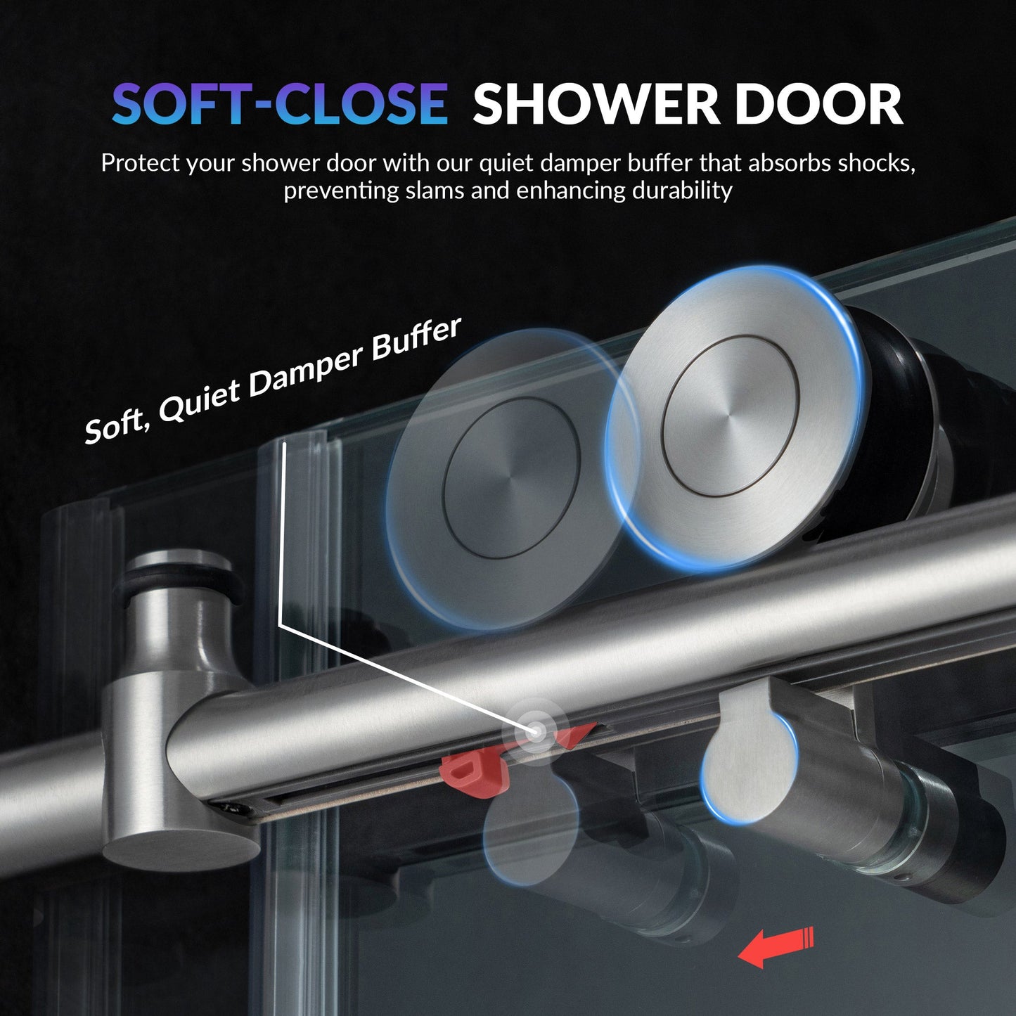 WOODBRIDGE Frameless Sliding Shower Doors with Soft Close System, 56-60" Width x 76"Height with 3/8"(10mm) Clear Tempered Glass