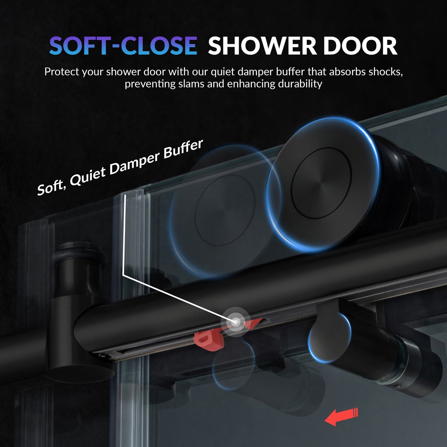 WOODBRIDGE Frameless Single Sliding Shower Doors, 57.5-60" Width x 62"Height with 3/8"(10mm) Clear Tempered Glass, Soft Close System and Explosion-Proof Film