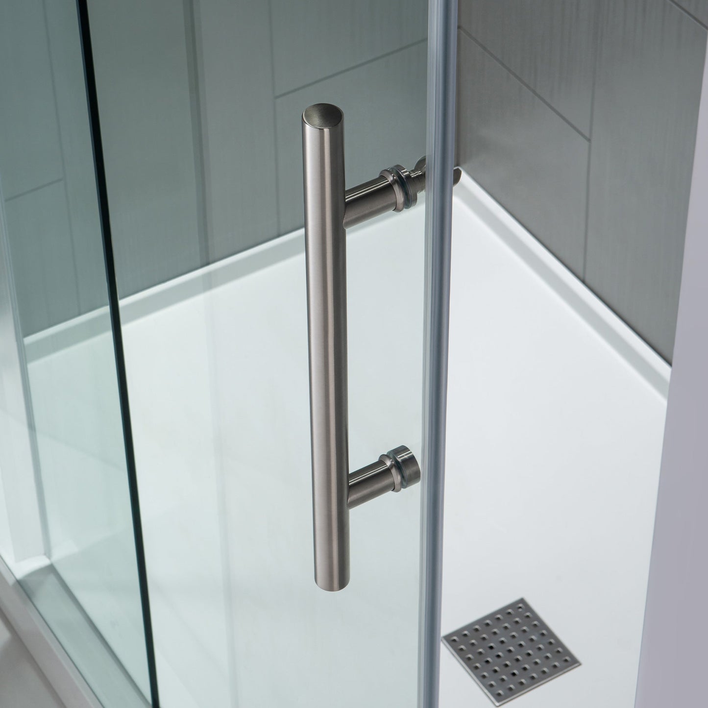 WOODBRIDGE Frameless Bathtub Shower Doors 56-60" Width x 66" Height with 5/16"(8mm) Clear Tempered Glass, Single Sliding with Side Seal Strips
