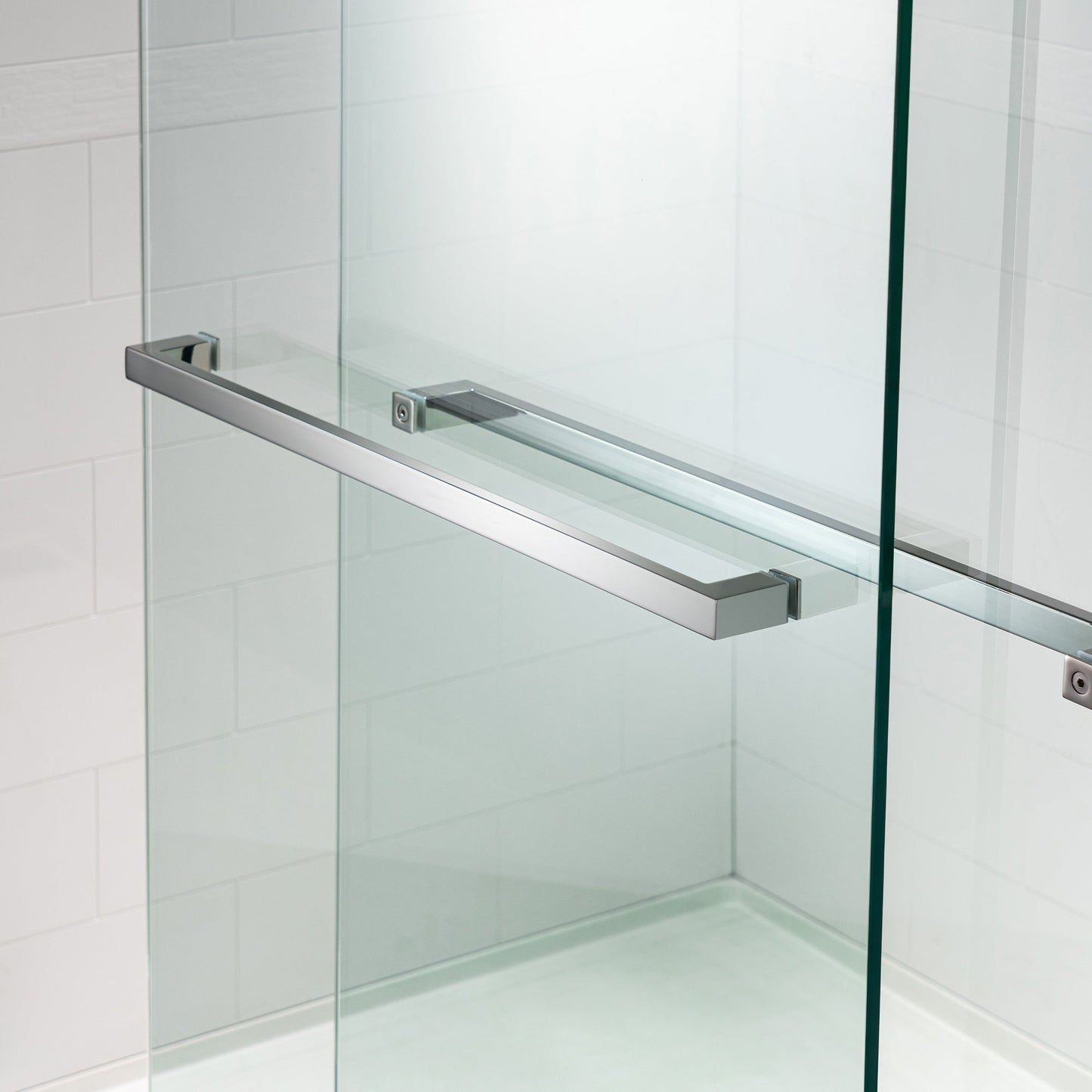 WOODBRIDGE Frameless Shower Doors 56-60" Width x 76" Height with 5/16"(8mm) Clear Tempered Glass, Double Sliding with Side Seal Strips