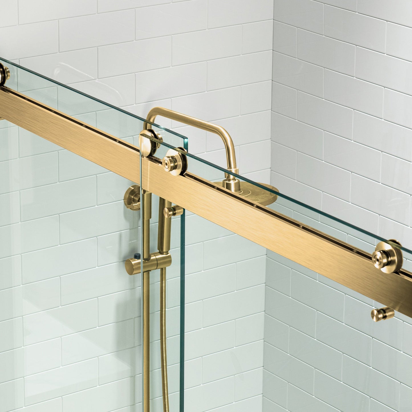 WOODBRIDGE Frameless Shower Doors 56-60" Width x 76" Height with 5/16"(8mm) Clear Tempered Glass, Double Sliding with Side Seal Strips