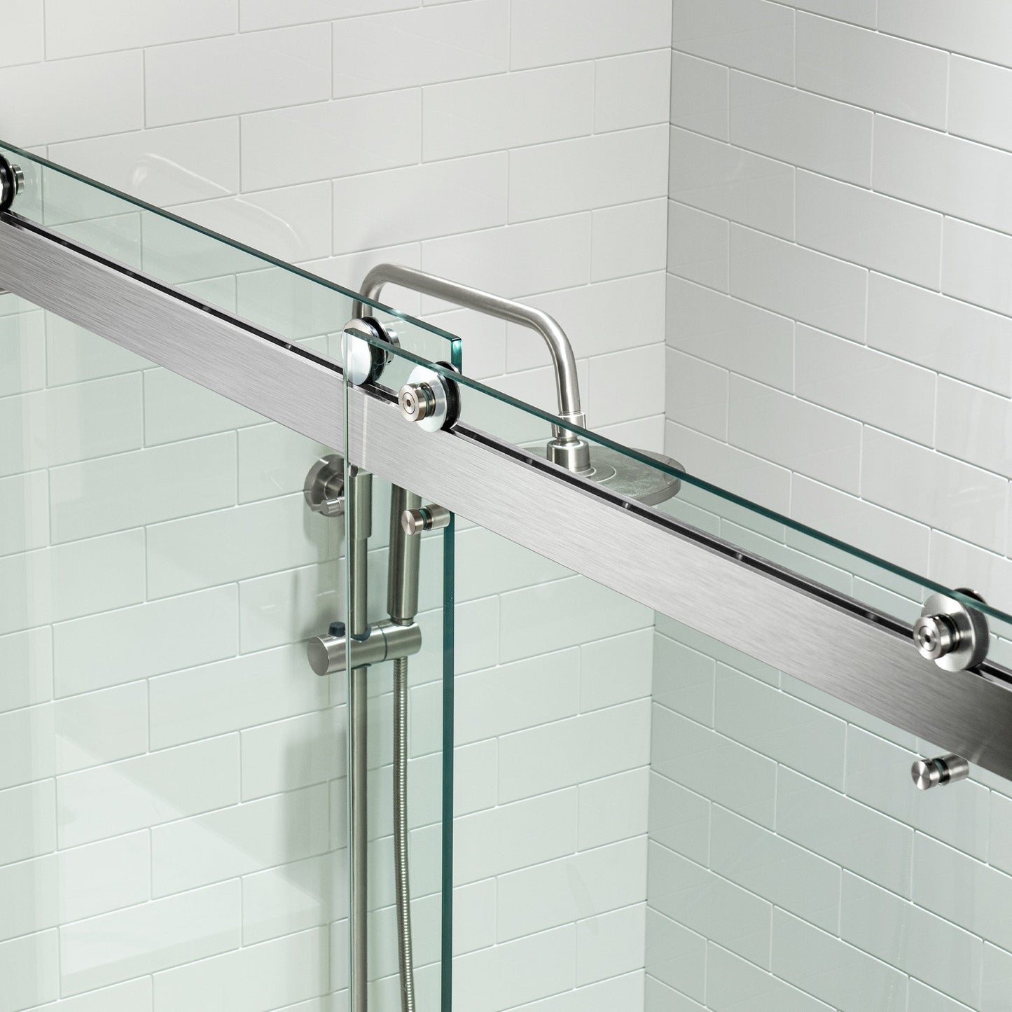 WOODBRIDGE Frameless Bathtub Shower Doors 56-60" Width x 66" Height with 5/16"(8mm) Clear Tempered Glass, Double Sliding with Side Seal Strips