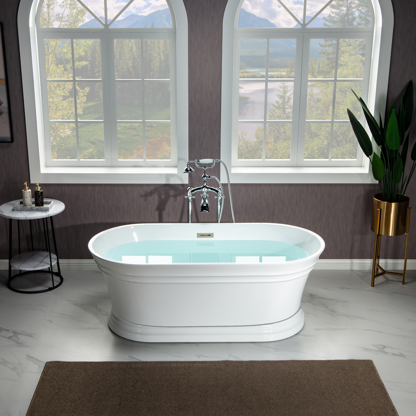 WOODBRIDGE 59 in. Freestanding Double Ended Acrylic Soaking Bathtub