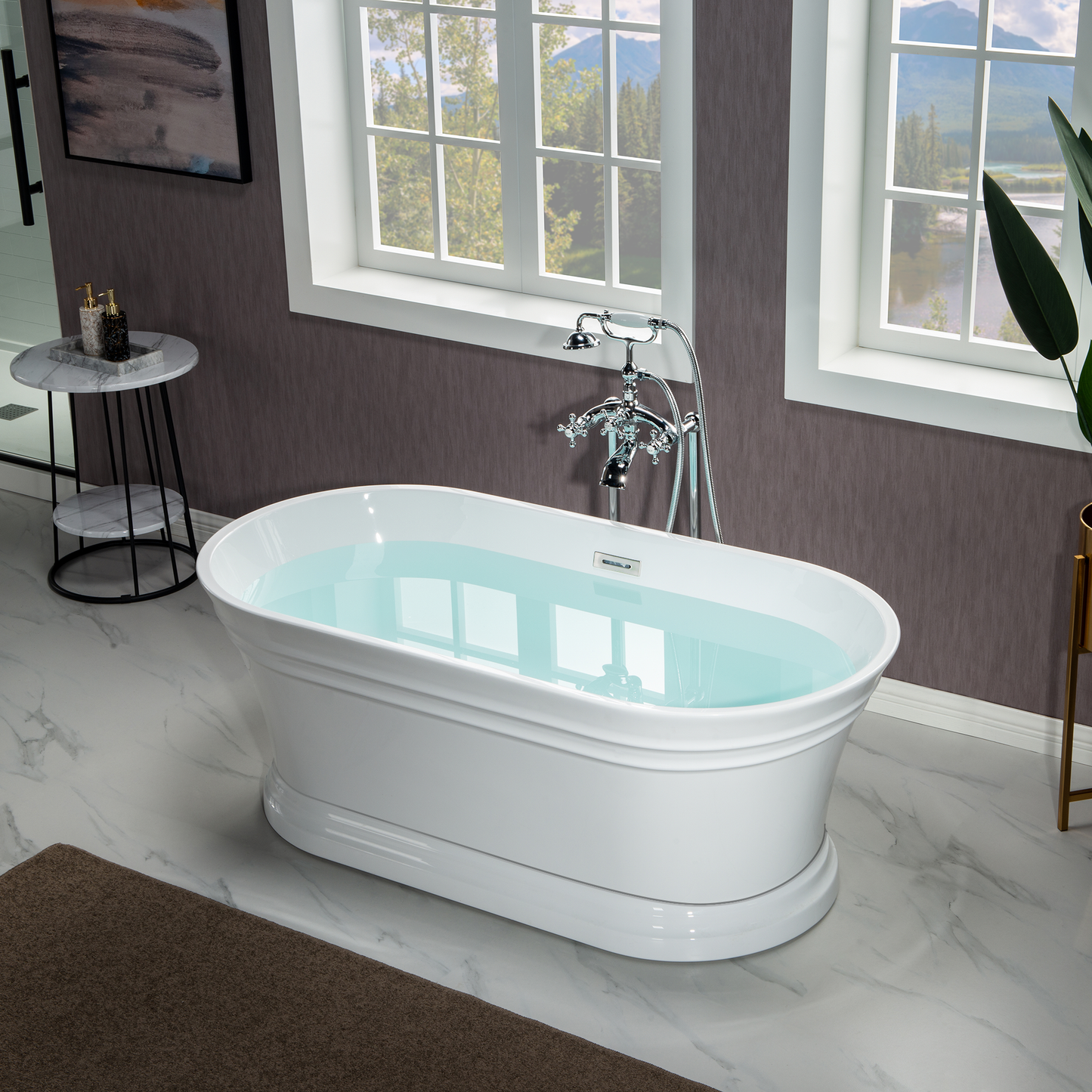 WOODBRIDGE 59 in. Freestanding Double Ended Acrylic Soaking Bathtub