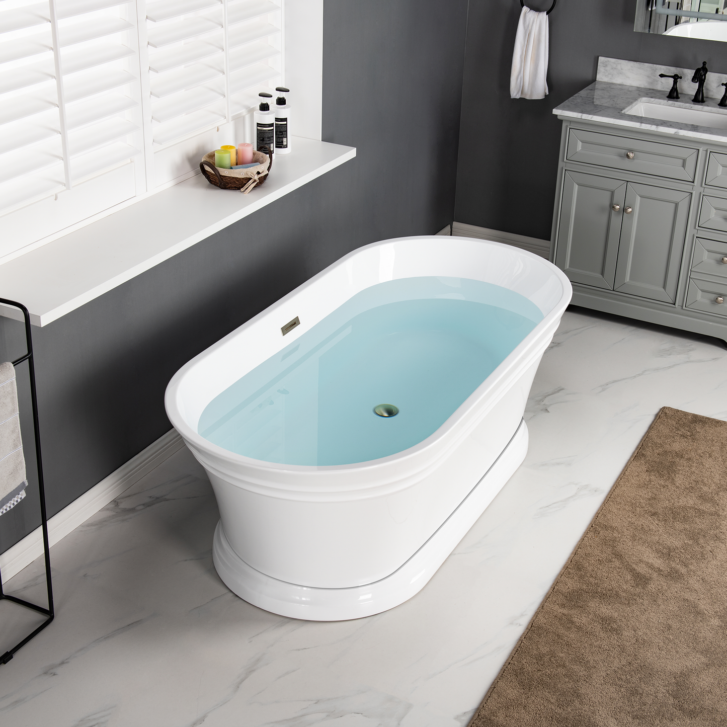 WOODBRIDGE 67 in. Freestanding Double Ended Acrylic Soaking Bathtub