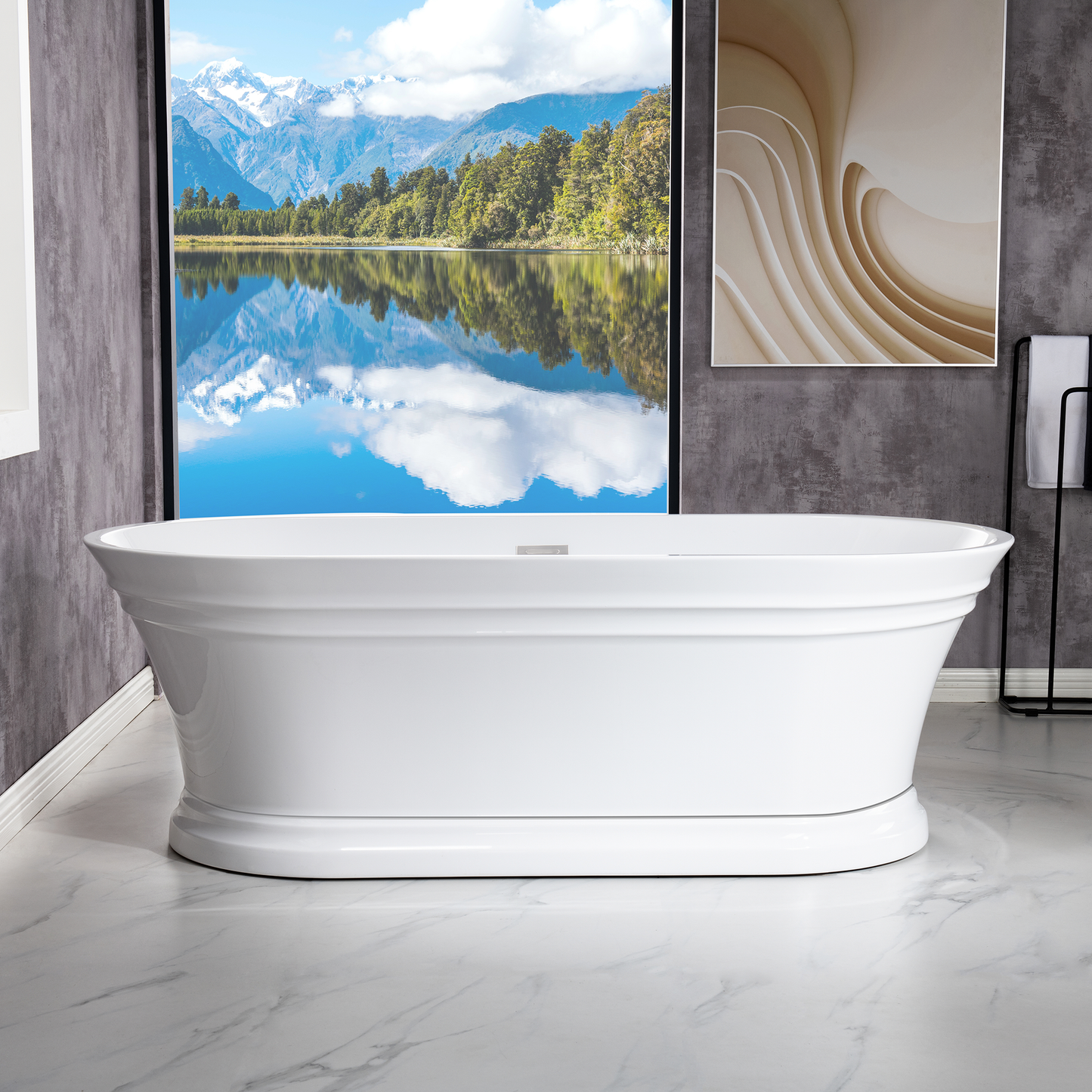 WOODBRIDGE 67 in. Freestanding Double Ended Acrylic Soaking Bathtub