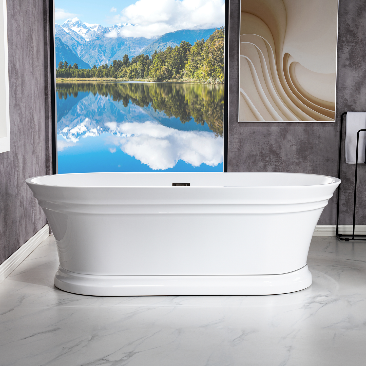 WOODBRIDGE 67 in. Freestanding Double Ended Acrylic Soaking Bathtub