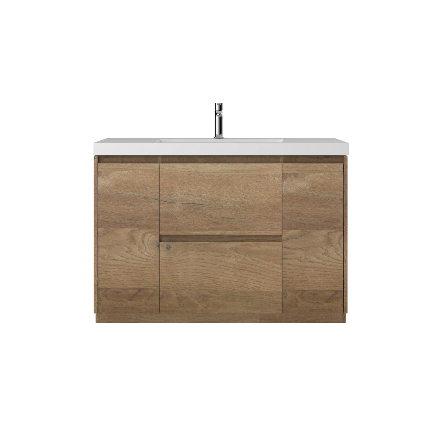 WOODBRIDGE 47-1/4 in. W x 19-5/8 in. D Freestanding Vanity in Mature Oak with Resin Composite Vanity Top in Glossy White