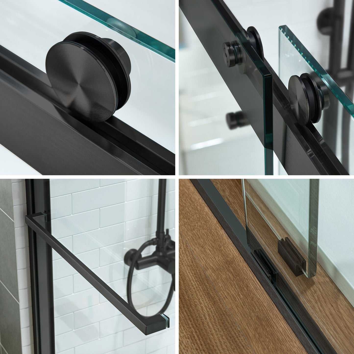 WOODBRIDGE Frameless Shower Doors 56-60" Width x 76"Height with 3/8"(10mm) Clear Tempered Glass, 2 Ways Opening & Double Sliding
