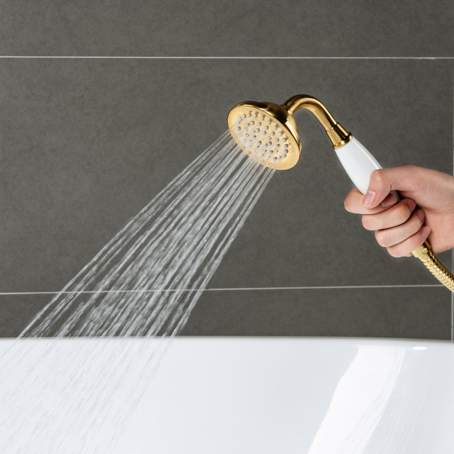 WOODBRIDGE WOODBRIDGEE F0001BNVT Contemporary Single Handle Floor Mount Freestanding Tub Filler Faucet with Hand shower