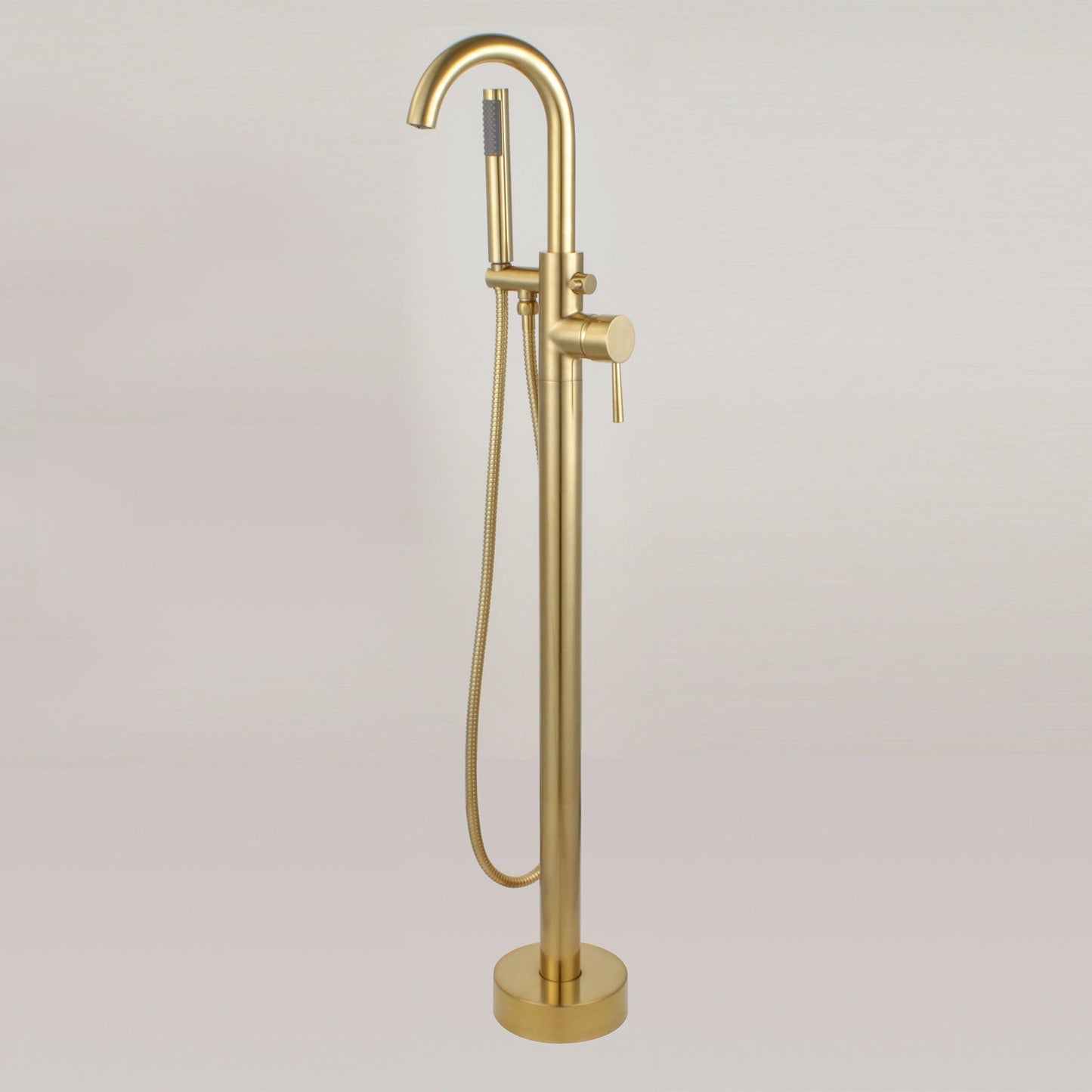 WOODBRIDGE F0001BNRD Contemporary Single Handle Floor Mount Freestanding Tub Filler Faucet with Hand shower