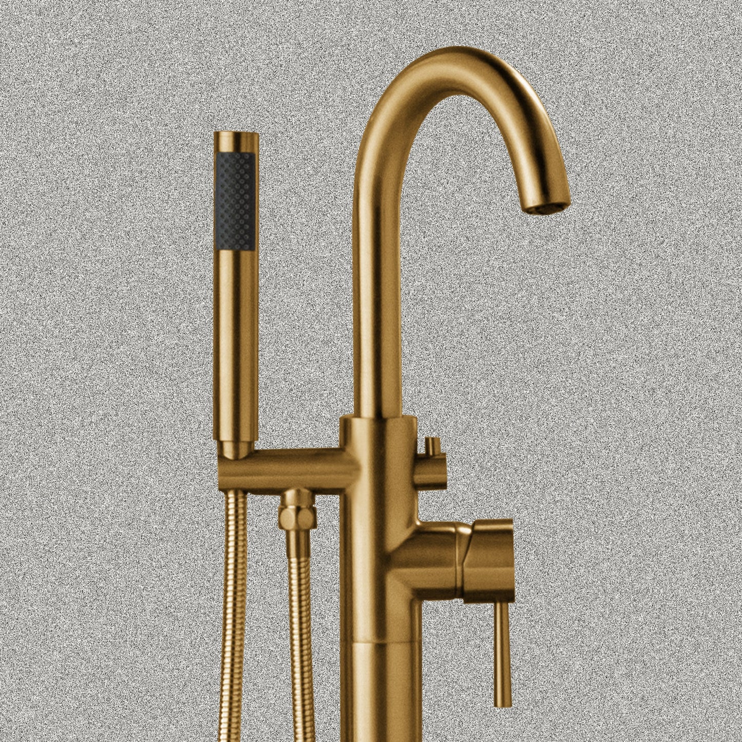 WOODBRIDGE F0023BNRD Contemporary Single Handle Floor Mount Freestanding Tub Filler Faucet with Cylinder Shape Hand shower