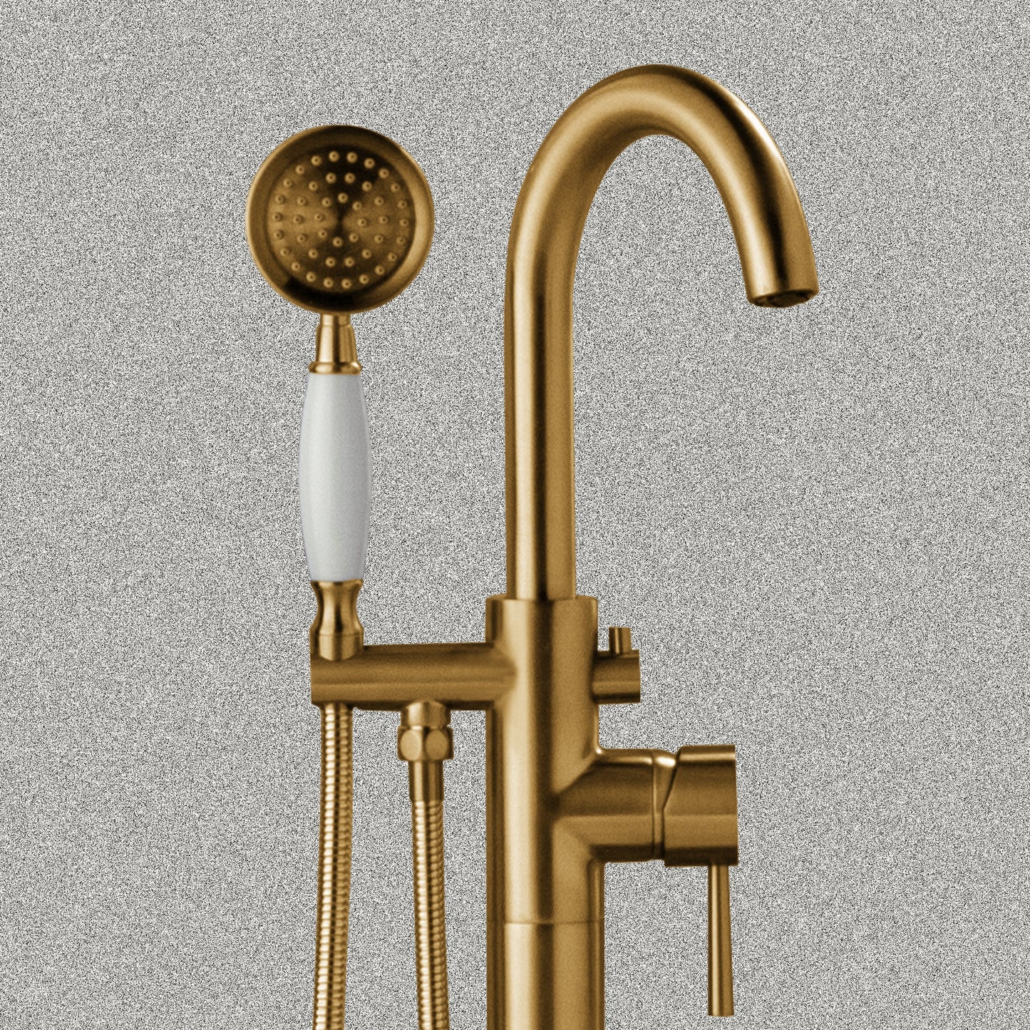WOODBRIDGE F0023BNVT Fusion Single Handle Floor Mount Freestanding Tub Filler Faucet with Telephone Hand shower