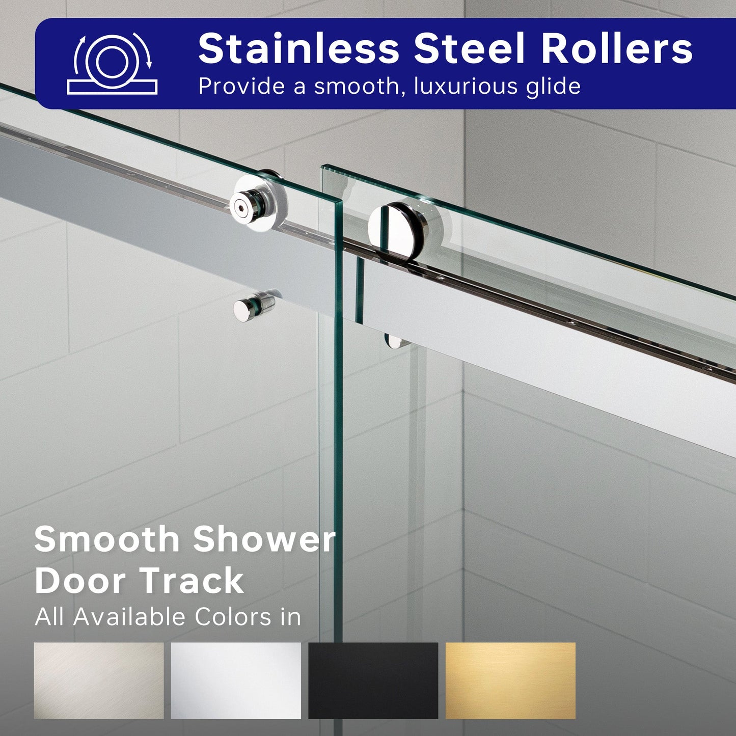 WOODBRIDGE Frameless Shower Doors 56-60" Width x 76" Height with 5/16"(8mm) Clear Tempered Glass, Double Sliding with Side Seal Strips