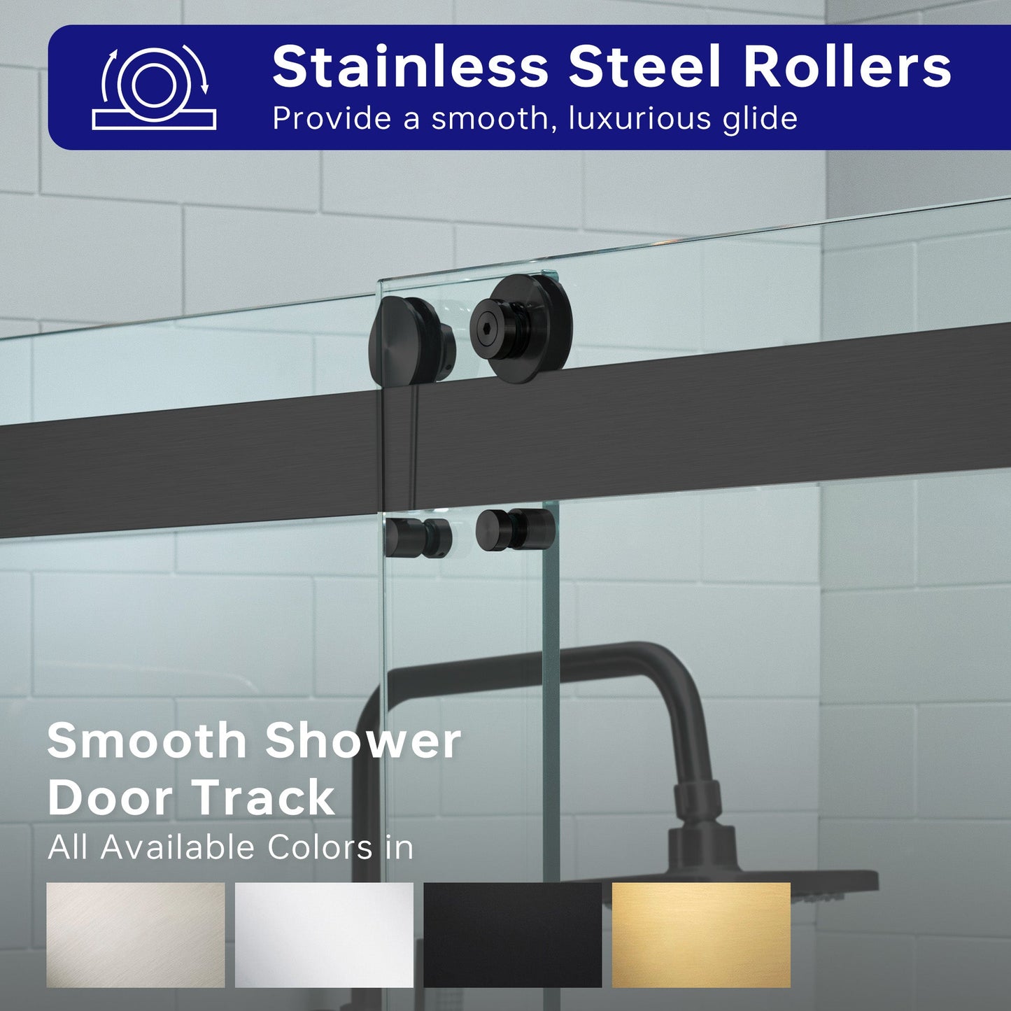 WOODBRIDGE Frameless Shower Doors 56-60" Width x 76" Height with 5/16"(8mm) Clear Tempered Glass, Double Sliding with Side Seal Strips