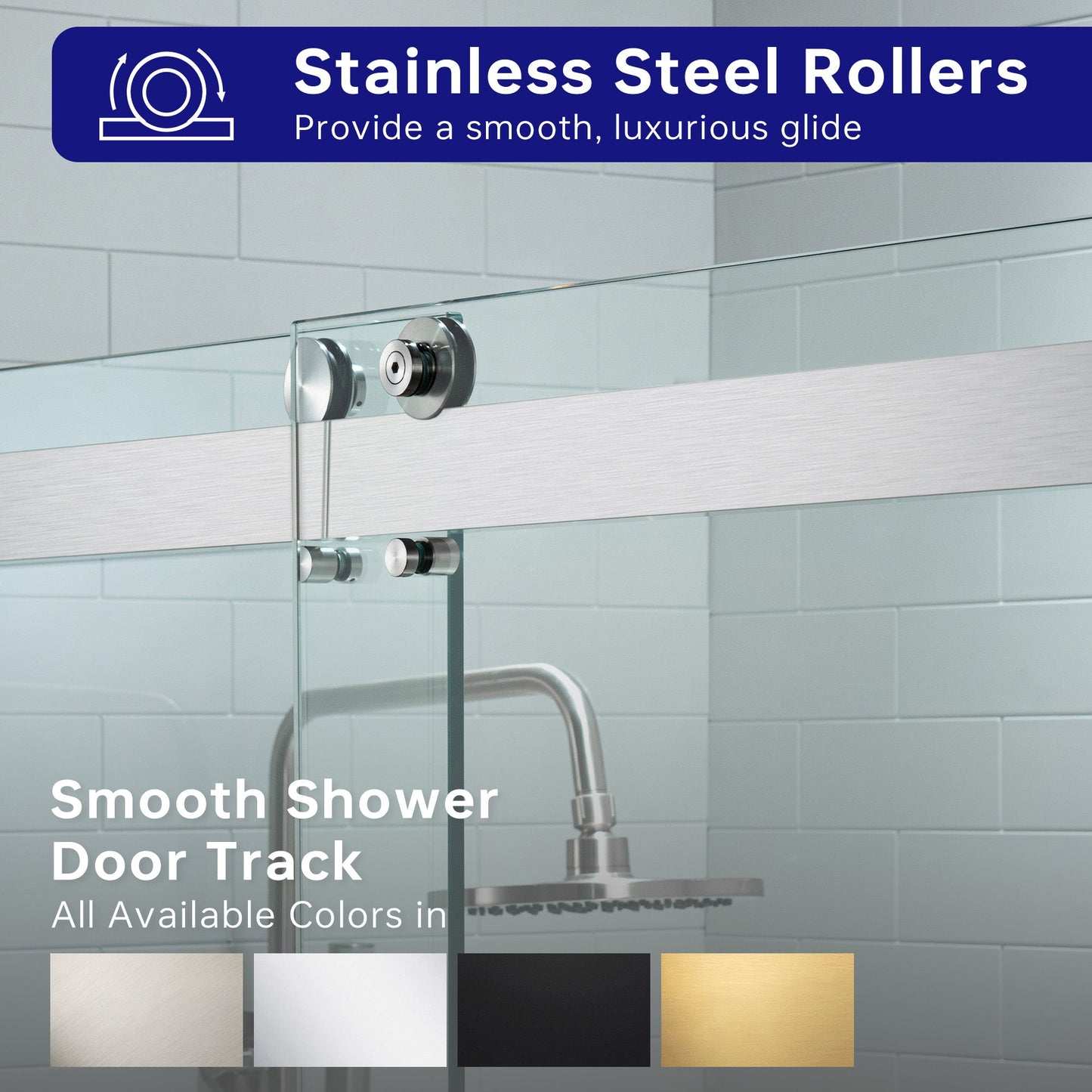 WOODBRIDGE Frameless Bathtub Shower Doors 56-60" Width x 66" Height with 5/16"(8mm) Clear Tempered Glass, Double Sliding with Side Seal Strips