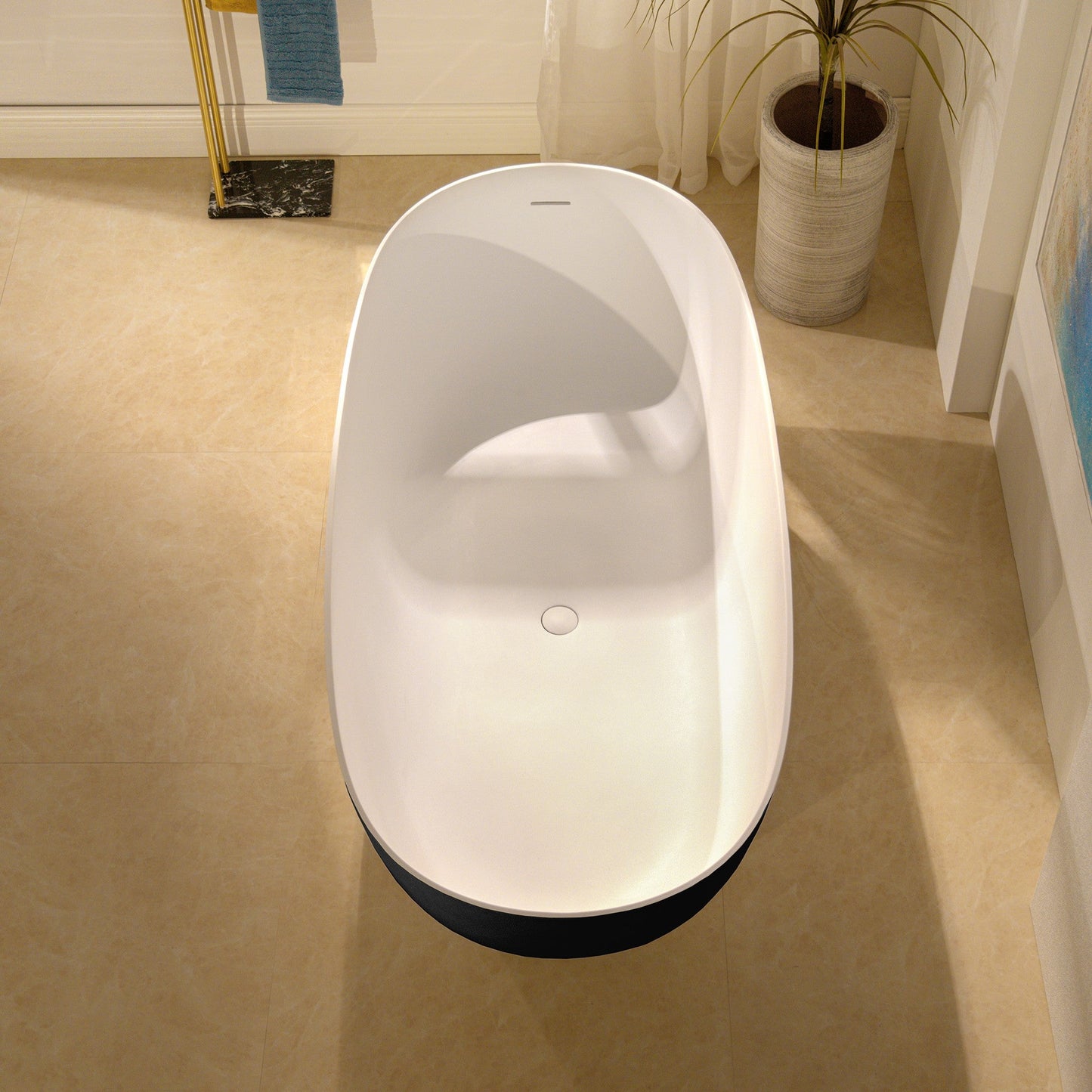 WOODBRIDGE 69" L x 32" W Luxury Contemporary Solid Surface Stone Resin Freestanding Bathtub