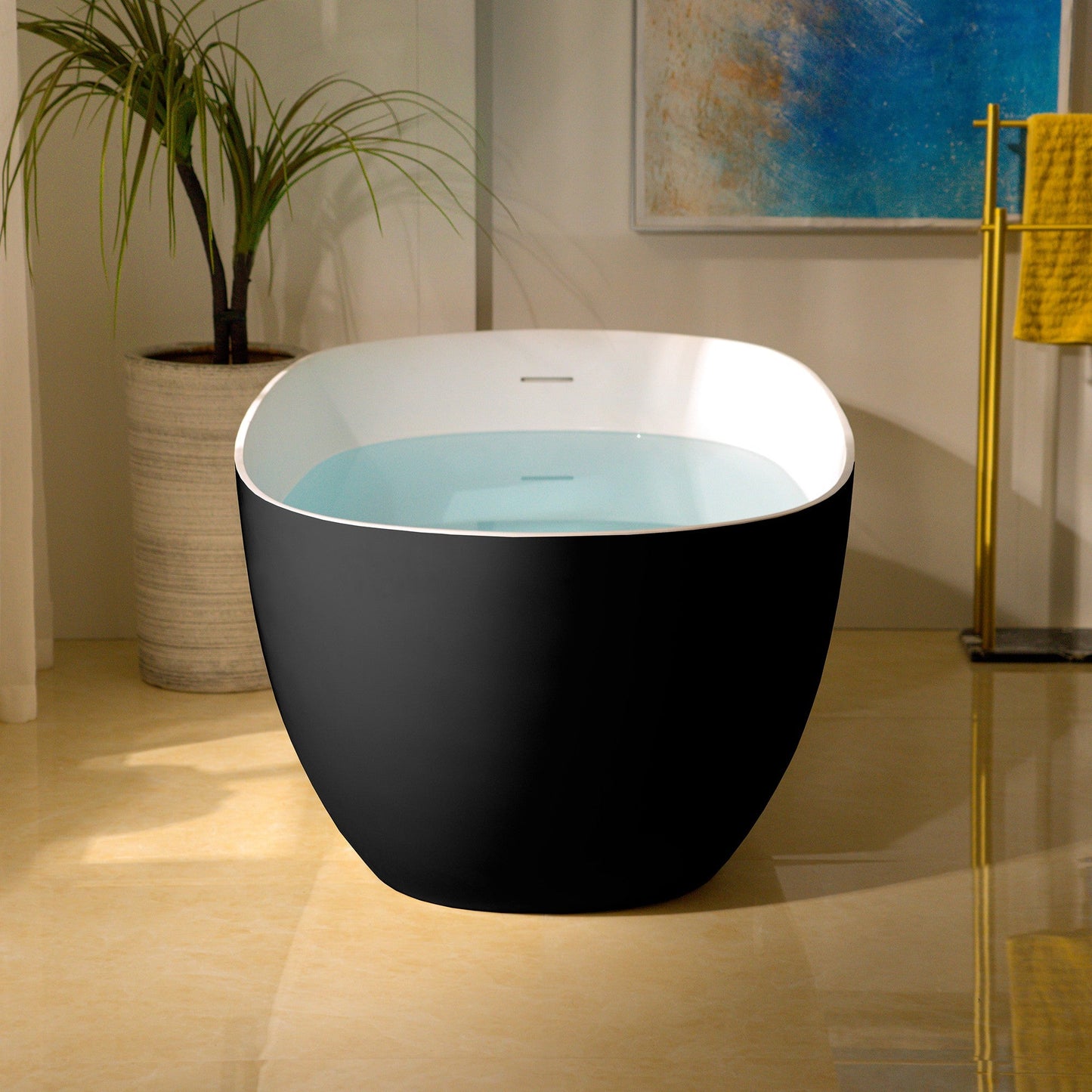 WOODBRIDGE 69" L x 32" W Luxury Contemporary Solid Surface Stone Resin Freestanding Bathtub