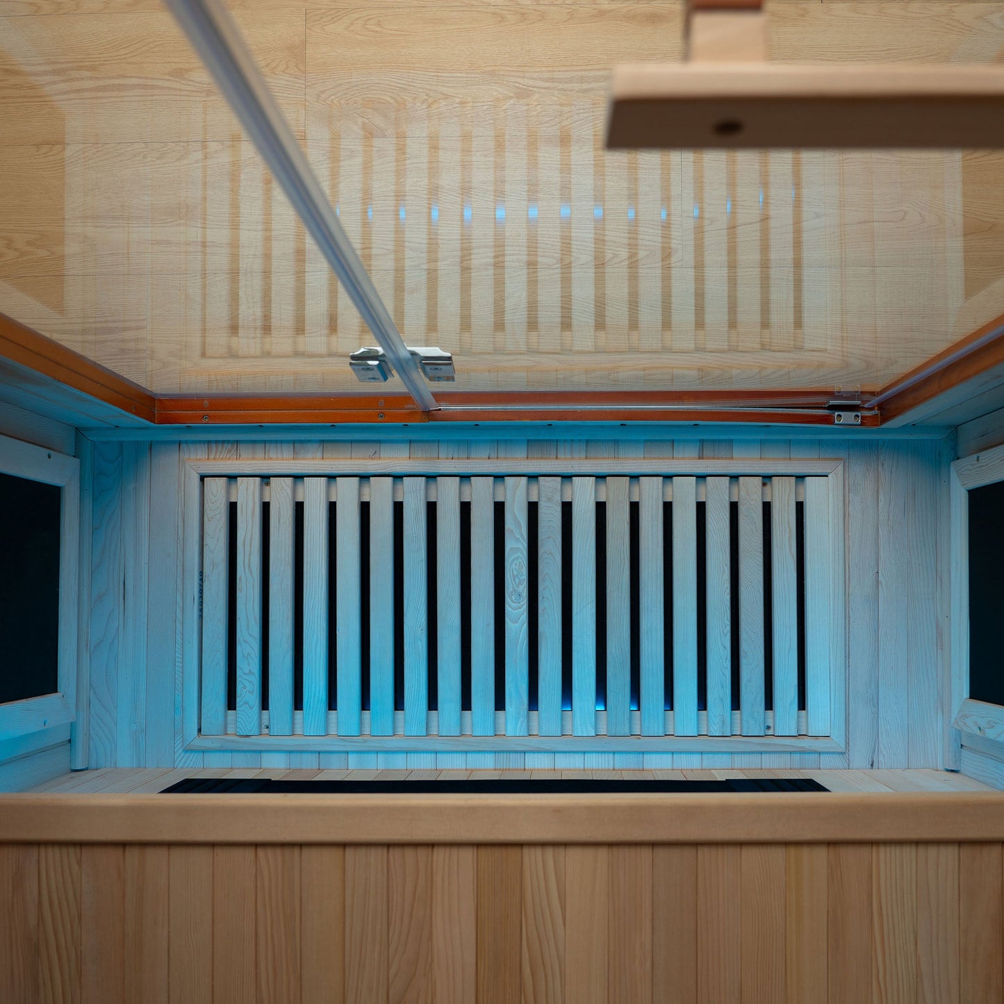 2-Person Indoor FAR Infrared Sauna Crafted from Canadian Hemlock with Red Light Therapy, Bluetooth Speaker, Smart Control Panel & Chromotherapy Lighting