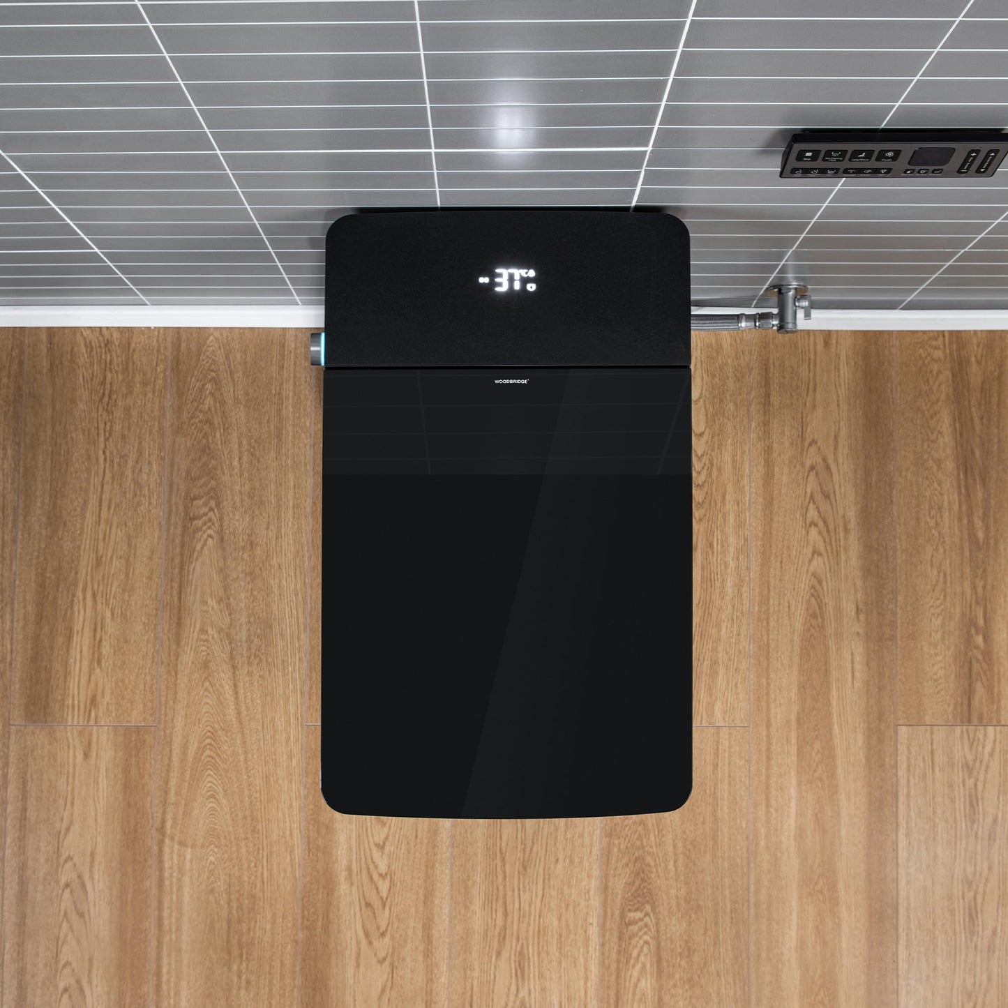 WOODBRIDGE EBT-HB02 One-Piece Square Smart Bidet Toilet with Auto Open & Close, Foot Sensor, Auto Flush, Multiple Spray Modes, Heated Seat, Warm Water and Air Dryer, Auto LED Nightlight, Glossy Black