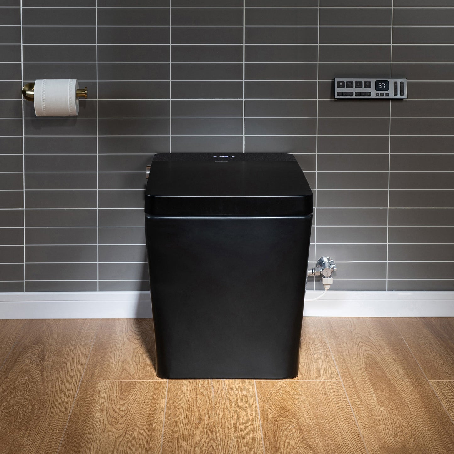 WOODBRIDGE EBT-MB03 One Piece Square Smart Bidet Toilet with Auto Open & Close, Foot Sensor, Auto Flush, Multiple Spray Modes, Heated Seat, Warm Water and Air Dryer, Auto LED Nightlight, Matte Black