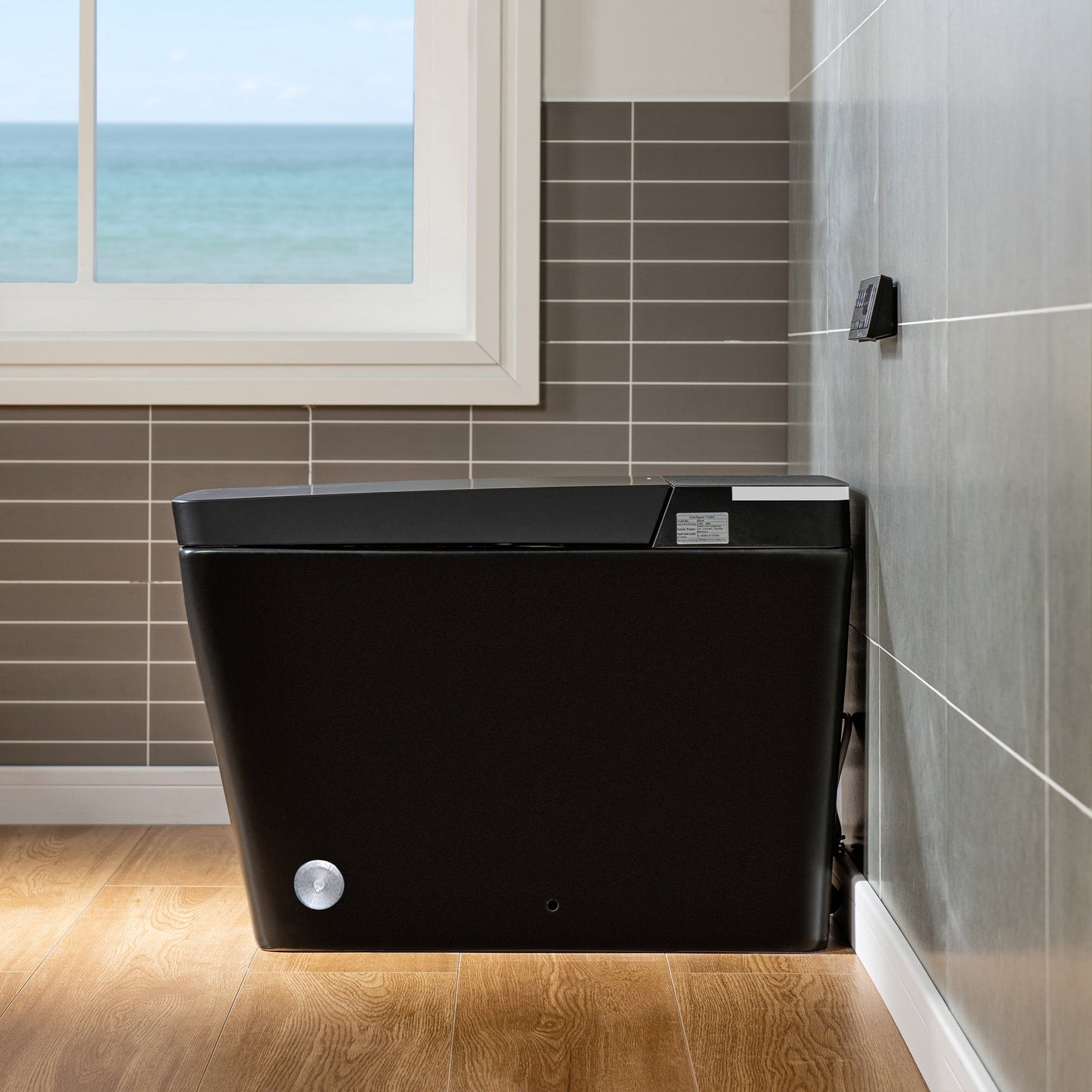 WOODBRIDGE EBT-MB03 One Piece Square Smart Bidet Toilet with Auto Open & Close, Foot Sensor, Auto Flush, Multiple Spray Modes, Heated Seat, Warm Water and Air Dryer, Auto LED Nightlight, Matte Black