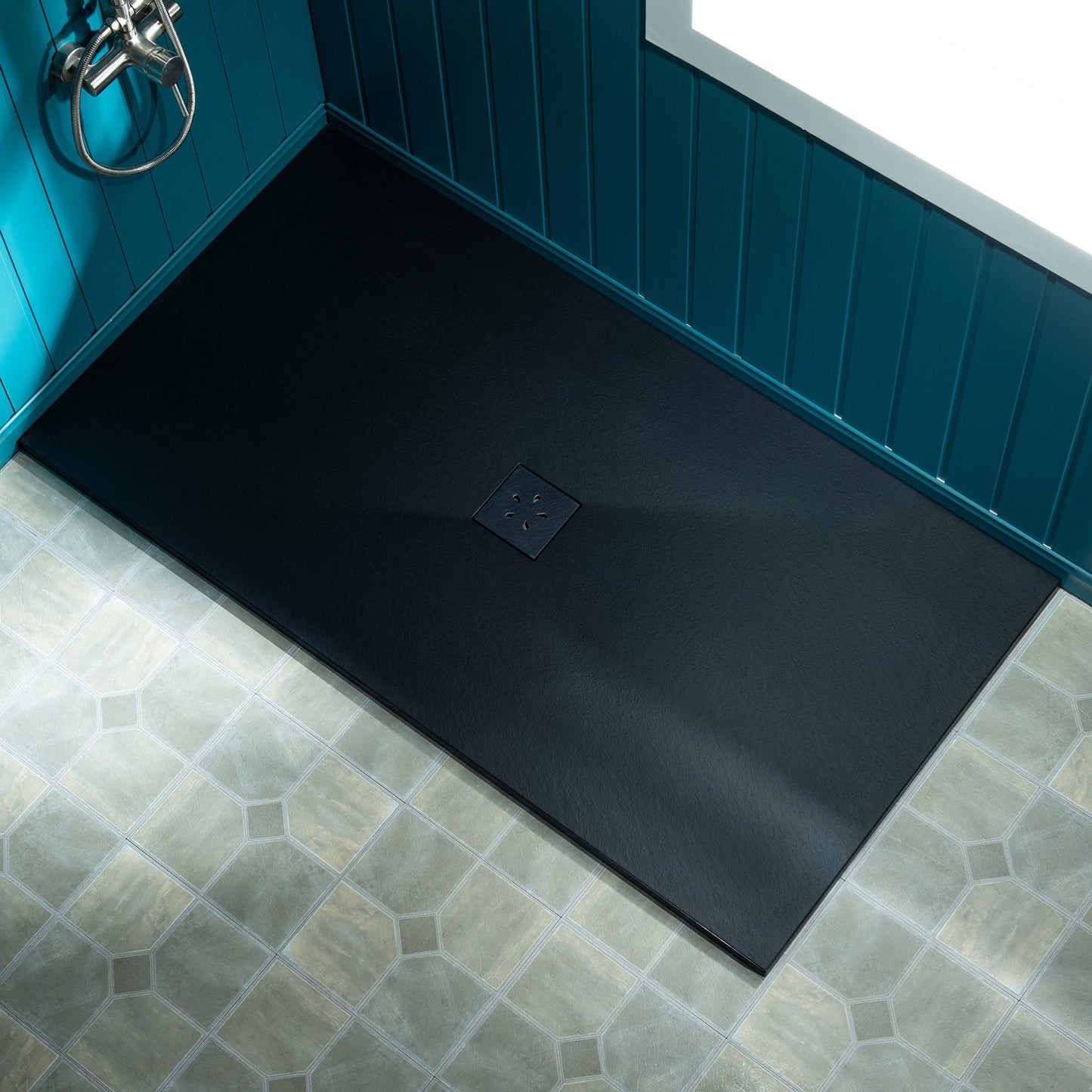 WOODBRIDGE 47.75-in L x 36-in W Zero-Threshold End-Drain Shower Base with Center Drain Placement, Matching Decorative Drain Plate and Tile Flange, Wheel Chair Access, Low Profile