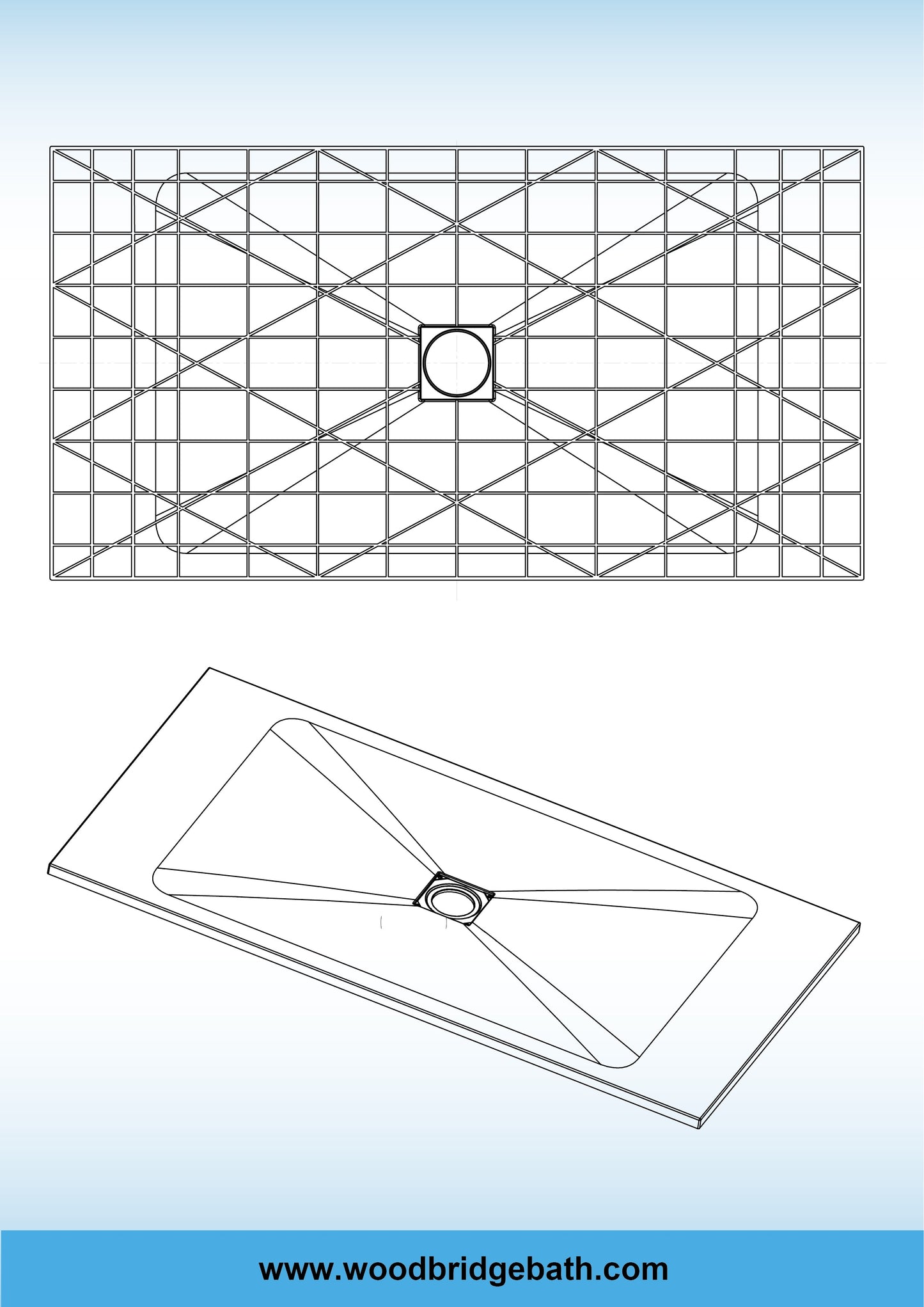WOODBRIDGE 60-in L x 32-in W Zero-Threshold End-Drain Shower Base with Center Drain Placement, Matching Decorative Drain Plate and Tile Flange, Wheel Chair Access, Low Profile
