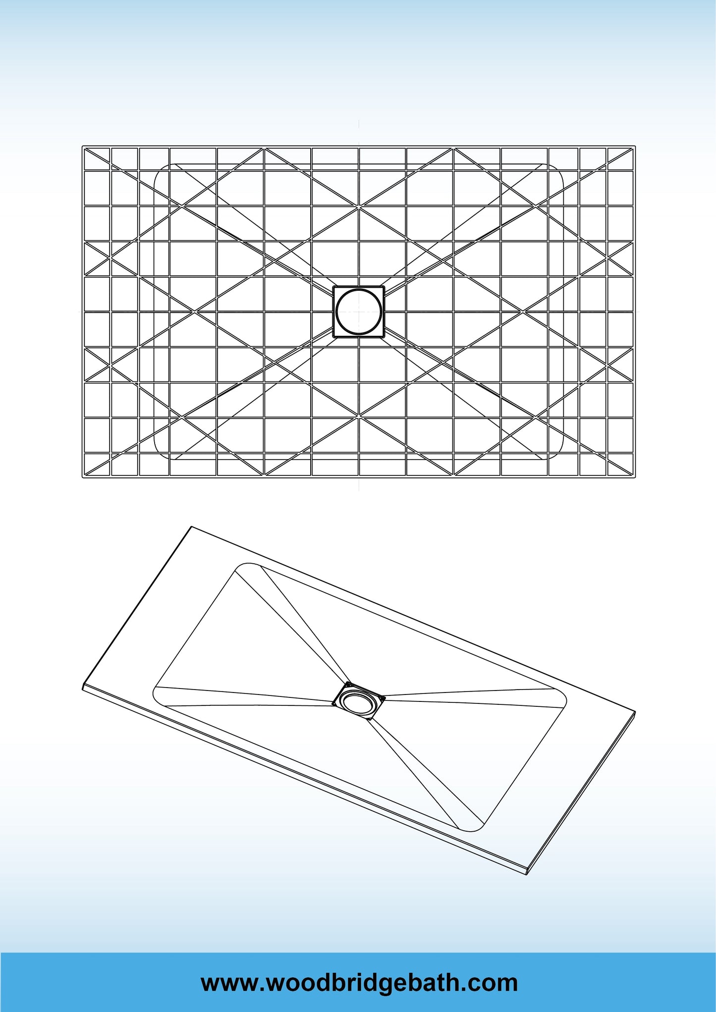 WOODBRIDGE 60-in L x 36-in W Zero-Threshold End-Drain Shower Base with Center Drain Placement, Matching Decorative Drain Plate and Tile Flange, Wheel Chair Access, Low Profile