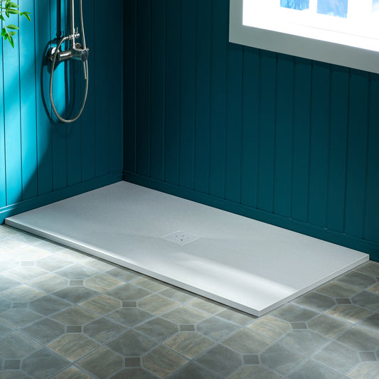 WOODBRIDGE 47.75-in L x 36-in W Zero-Threshold End-Drain Shower Base with Center Drain Placement, Matching Decorative Drain Plate and Tile Flange, Wheel Chair Access, Low Profile