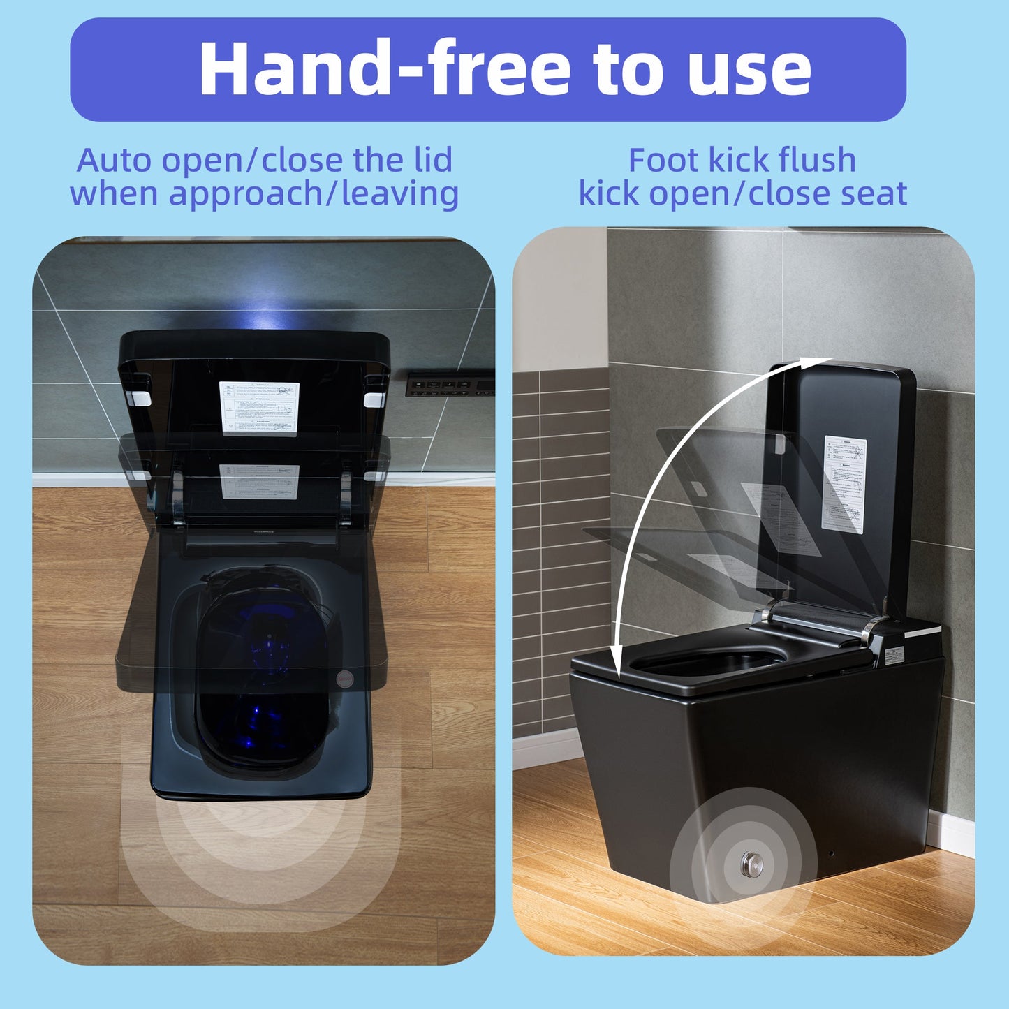 WOODBRIDGE EBT-MB03 One Piece Square Smart Bidet Toilet with Auto Open & Close, Foot Sensor, Auto Flush, Multiple Spray Modes, Heated Seat, Warm Water and Air Dryer, Auto LED Nightlight, Matte Black