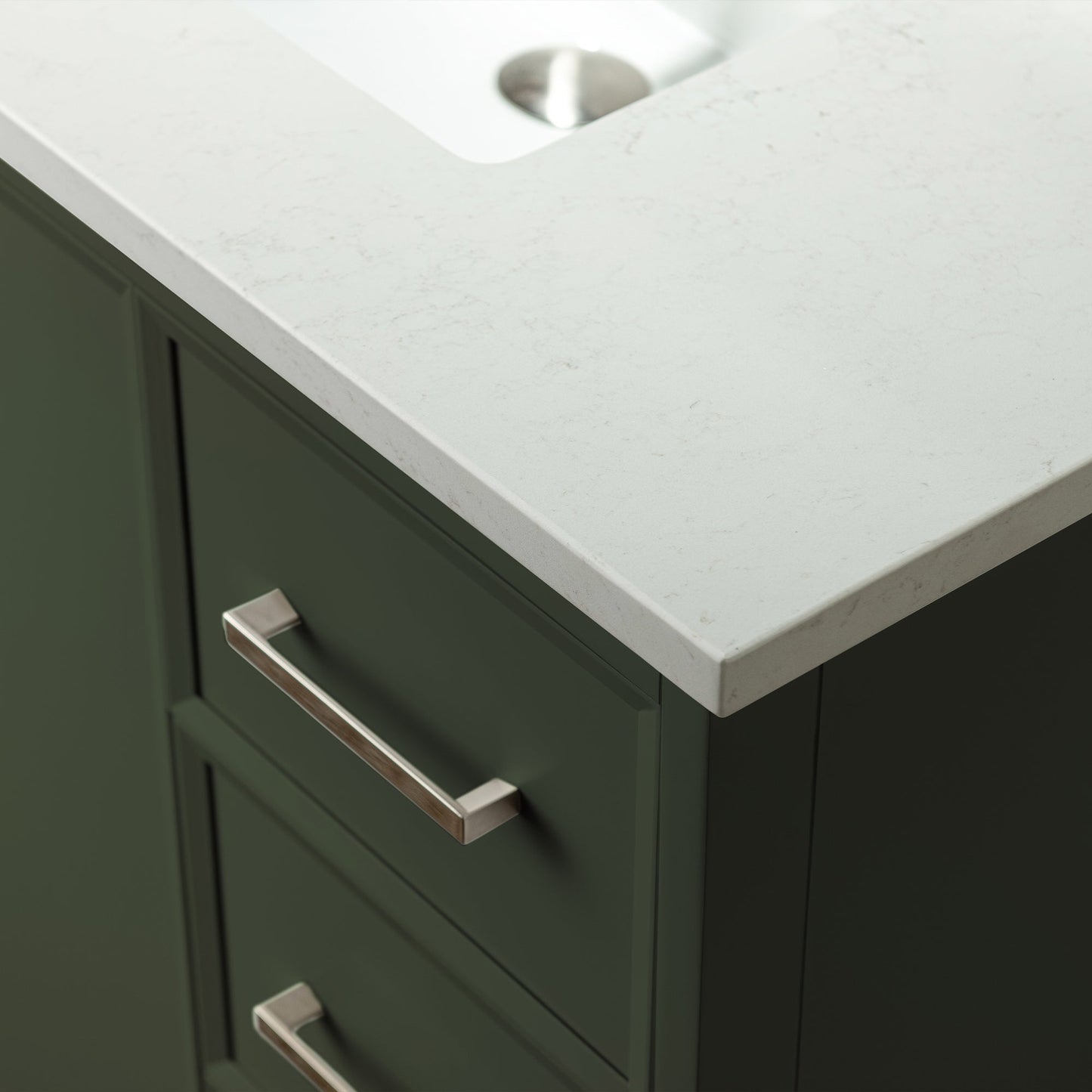 WOODBRIDGE 37" White Single Sink Bathroom Vanity Engineered Stone Top, Pre-drilled for 8 in. widespread faucets, Solid Wood Frame & Drawers, Fully Assembled and Ready to Install.