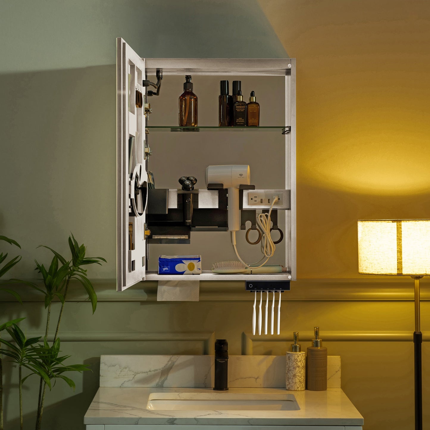 WOODBRIDGE Modern Rectangle 19.75" W x 27.75" H Smart Storage Medicine Cabinet with Anti-Fog Mirror, LED Lighting, and Compact Design